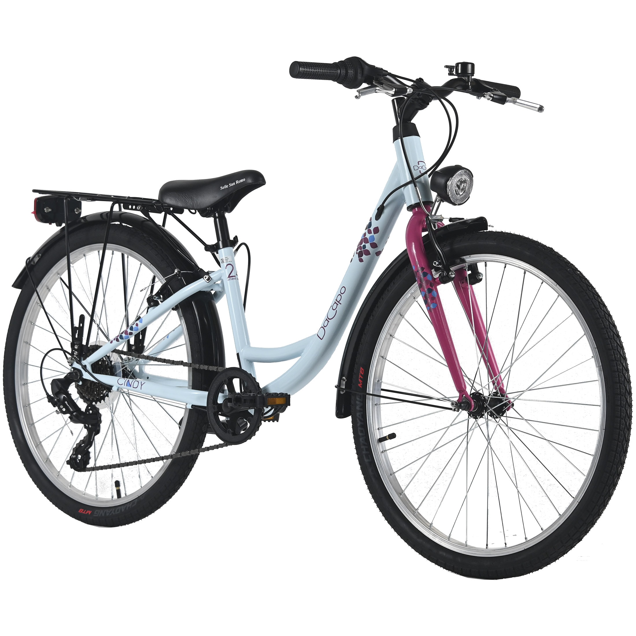 Dacapo DaCapo Kinderfahrrad 24" Cindy 7 G&auml;nge RH 32 cm mit Beleuchtung - Ab 8 Jahre - Bild 1