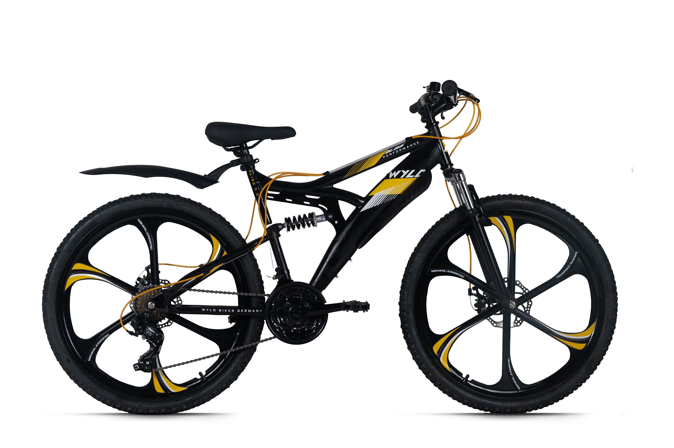 WYLD WYLD Mountainbike Fully 26'' Bliss schwarz-gelb 21 G&auml;nge RH 47 cm Magnesium-Laufr&auml;der - Bild 1