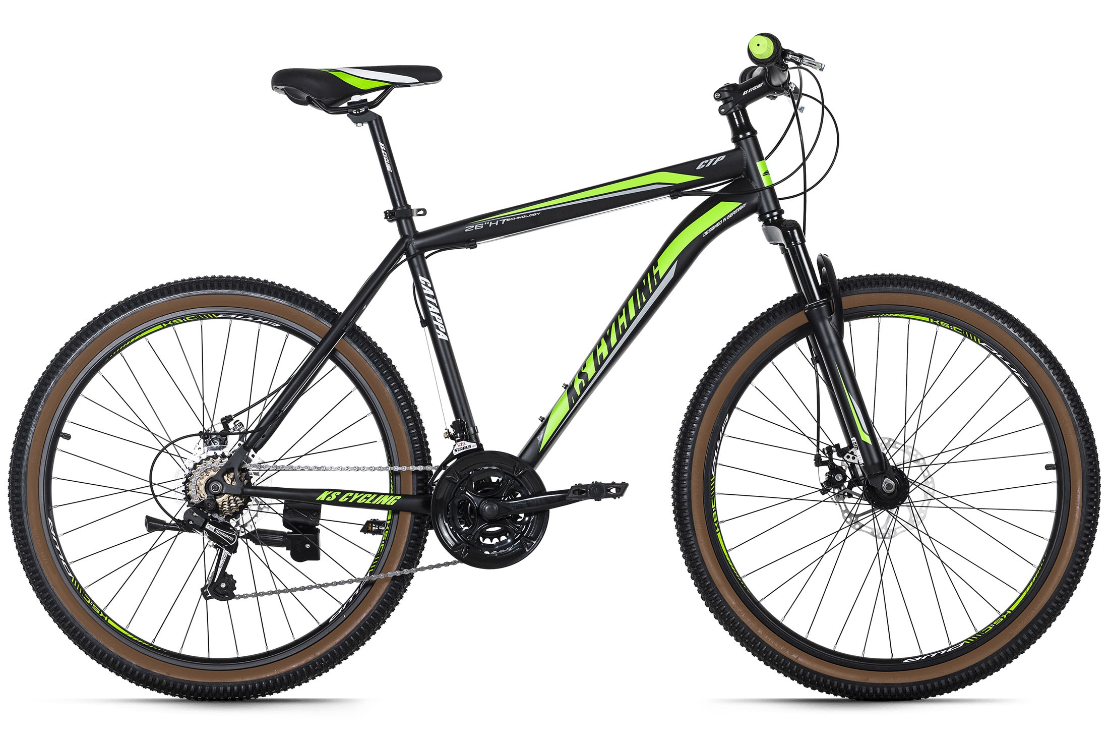 KS Cycling Mountainbike Hardtail 26 Zoll Catappa schwarz-gr&uuml;n - Bild 1