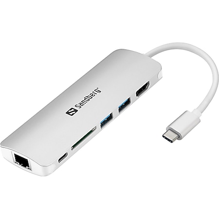 SANDBERG USB C Dock HDMI LAN SD USB,61W - Bild 1