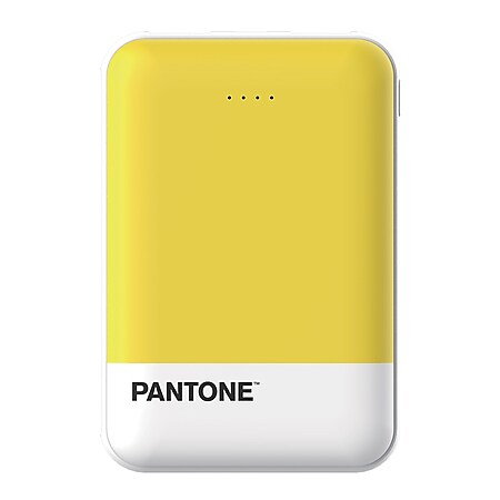 PANTONE Powerbank 5000 mAh gelb | 2 USB-Anschlüssen und 1 USB-C-Anschluss |  laden mit jeweils bis zu 2,1 A | schlankes, leichtes und kompaktes Design - Bild 1
