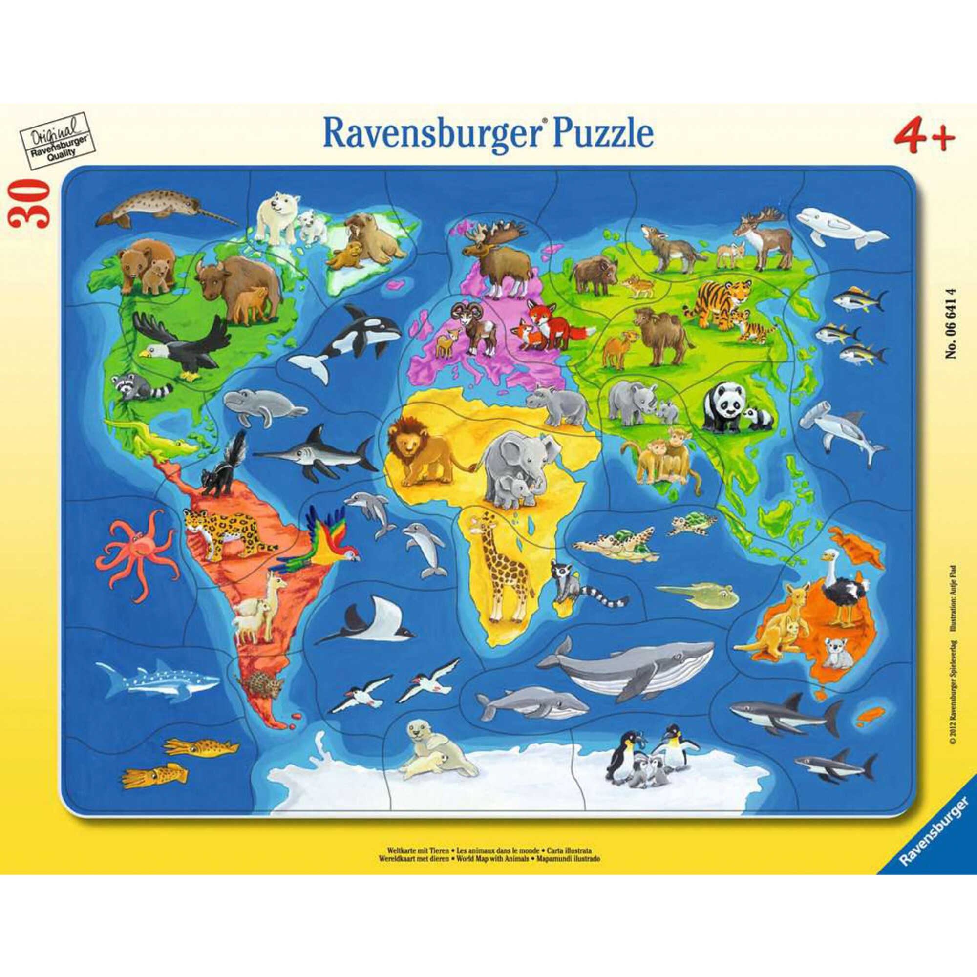 Ravensburger Puzzle Kinderpuzzle Weltkarte mit Tieren - Bild 1