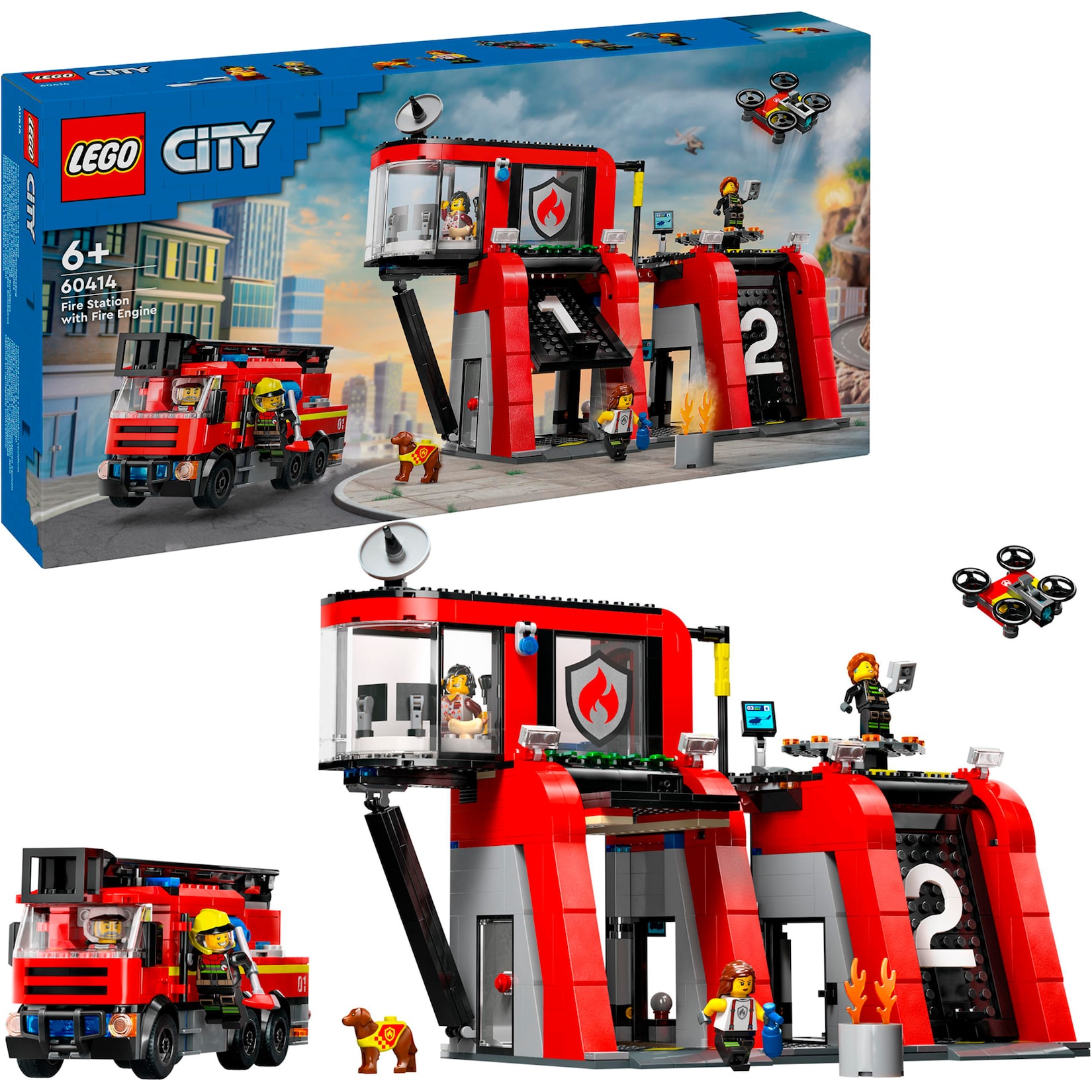 LEGO Konstruktionsspielzeug City Feuerwehrstation mit Drehleiterfahrzeug