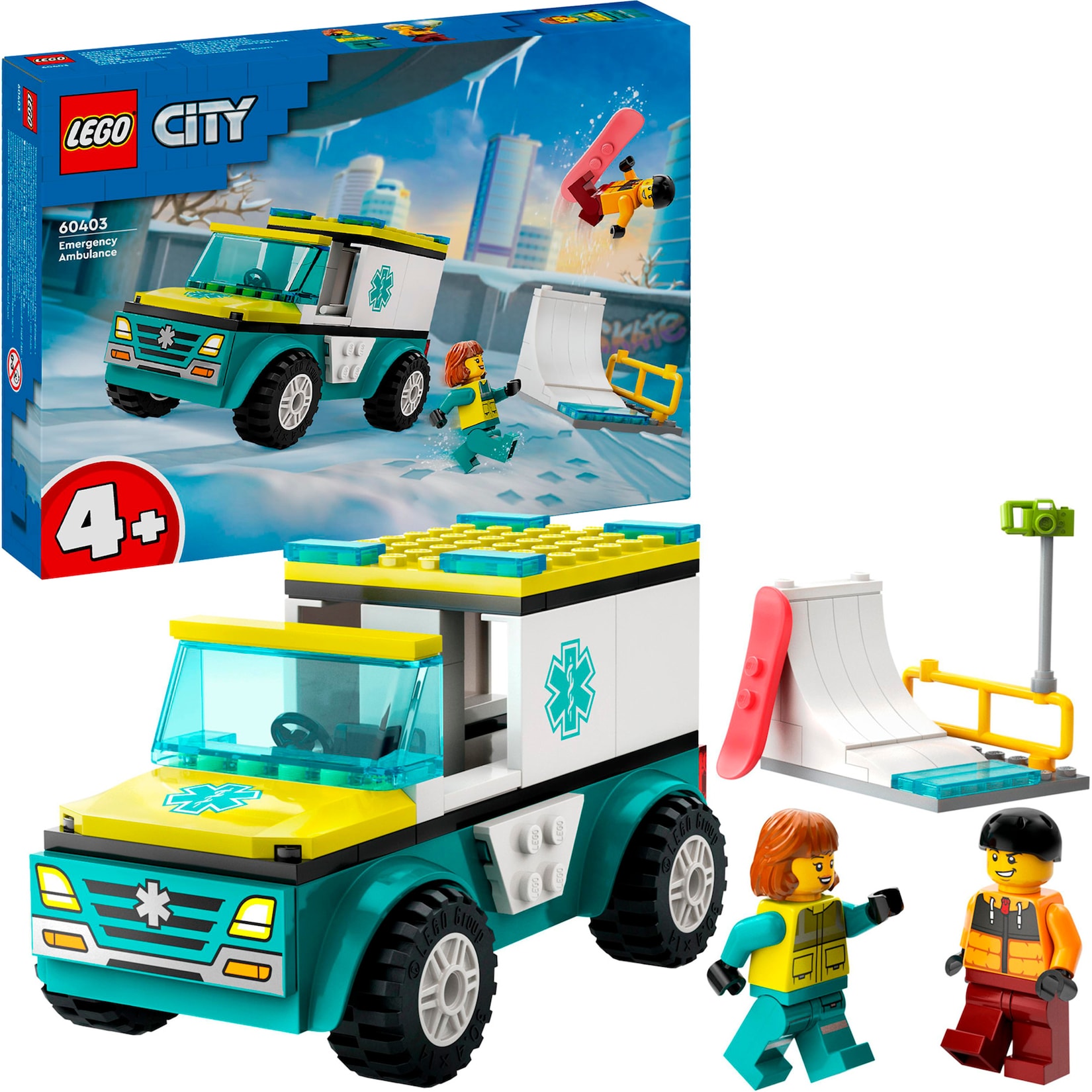 LEGO Konstruktionsspielzeug City Rettungswagen und Snowboarder