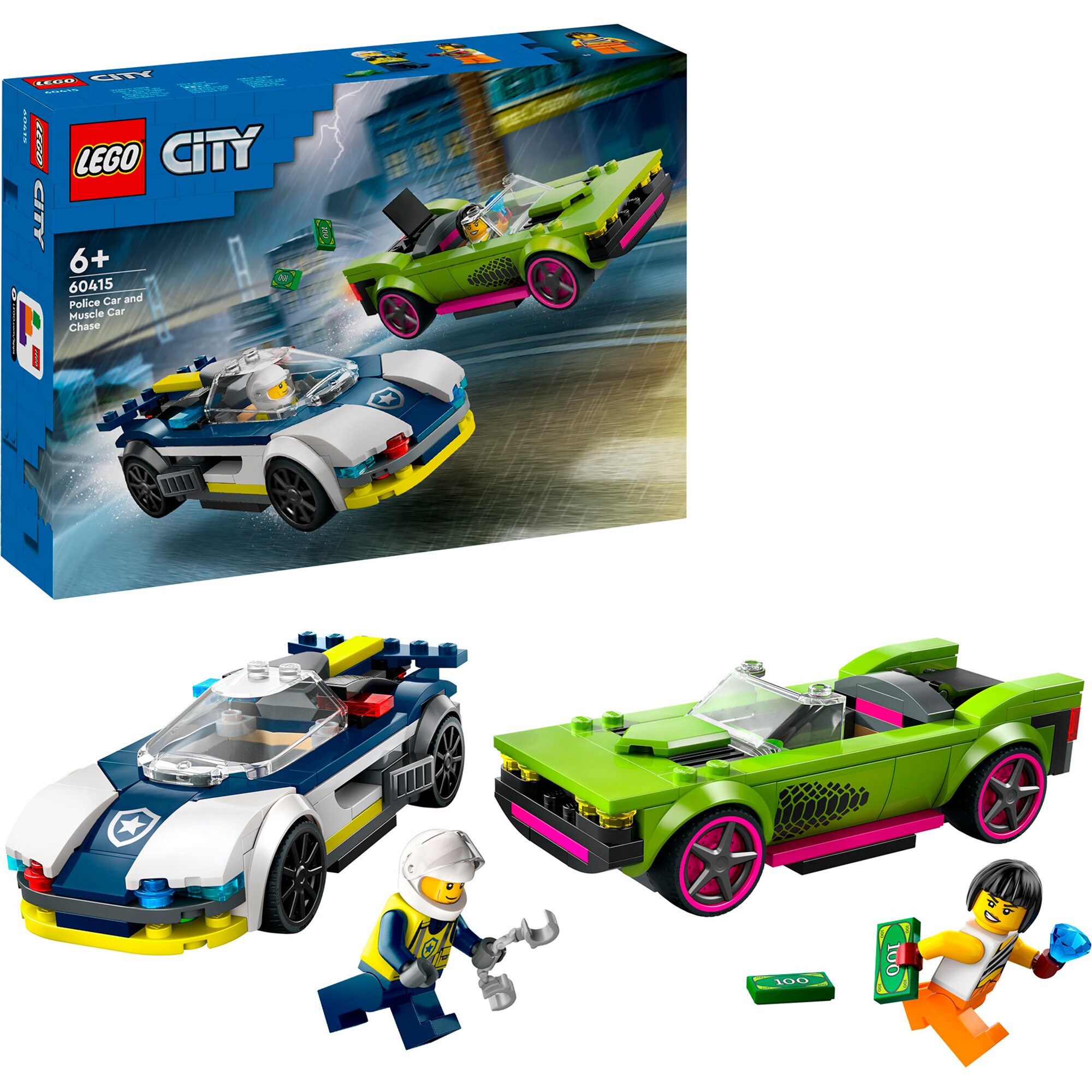 LEGO Konstruktionsspielzeug City Verfolgungsjagd mit Polizeiauto und Muscle Car - Bild 1