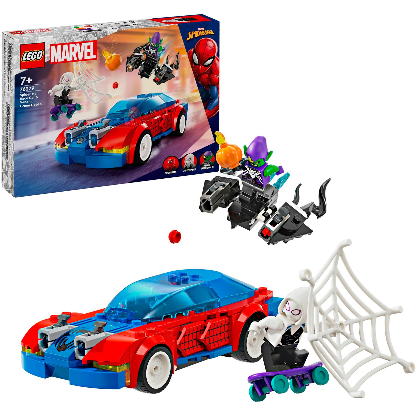 LEGO Konstruktionsspielzeug Marvel Super Heroes Spider-Mans Rennauto & Venom Green Goblin