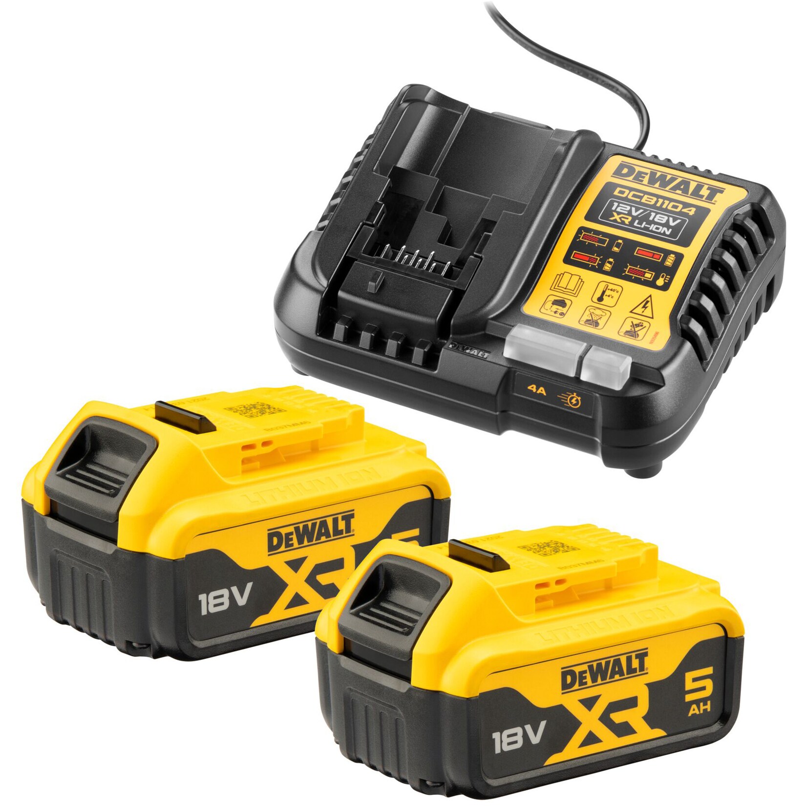 DeWalt Ladegerät Starter-Set Akku-Kit DCB1104P2, 18Volt