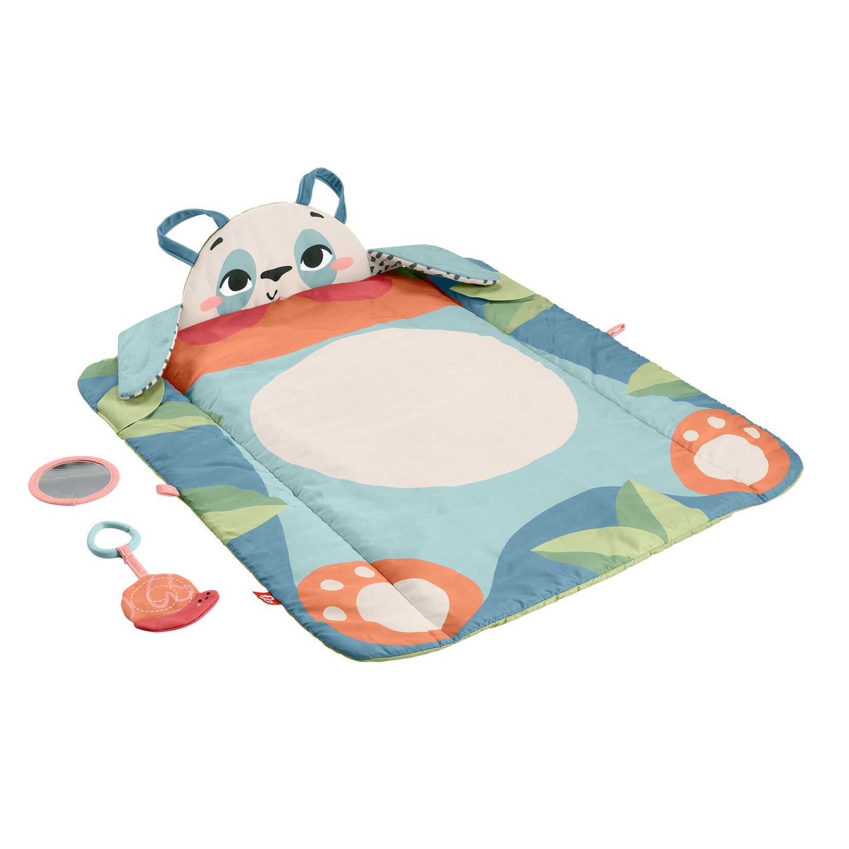 Fisher-Price Spielmatte Planet Friends Rolli-Roll Panda Spielmatte für Babys mit 2 Spielzeugen | 00194735101542