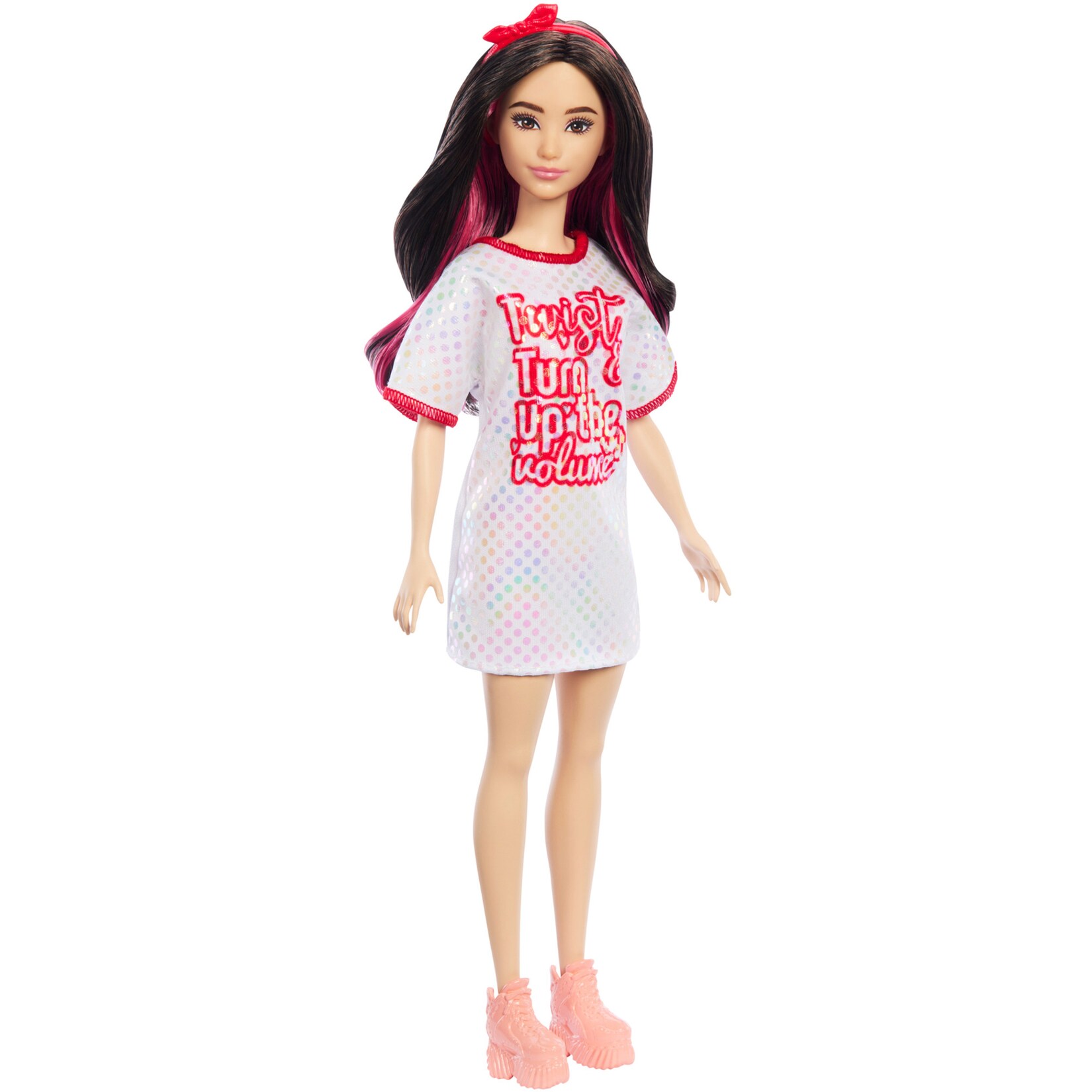 Barbie Puppe Barbie Fashionistas-Puppe mit weißem T-Shirt-Kleid | 00194735176823