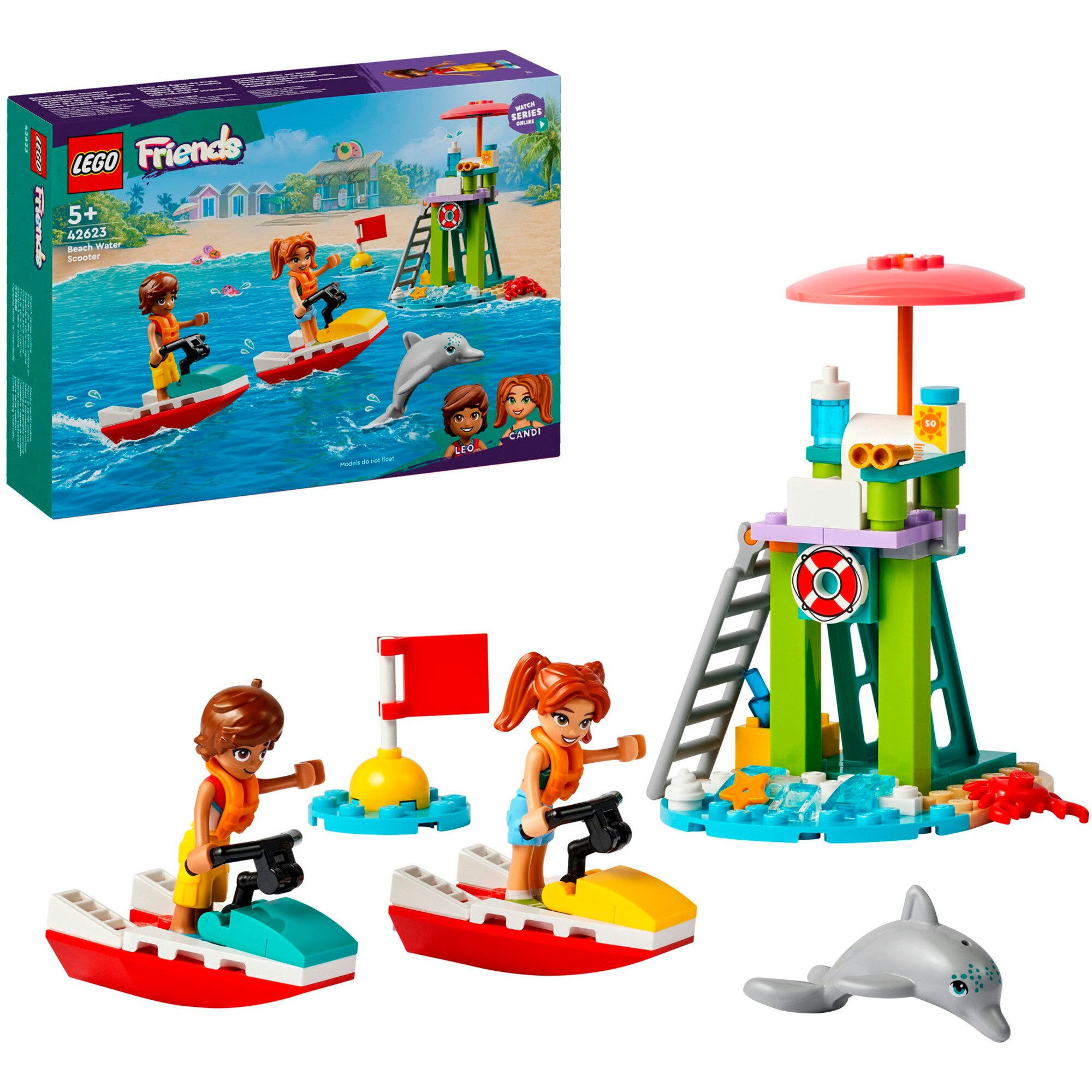 LEGO Konstruktionsspielzeug Friends Rettungsschwimmer Aussichtsturm mit Jetskis - Bild 1