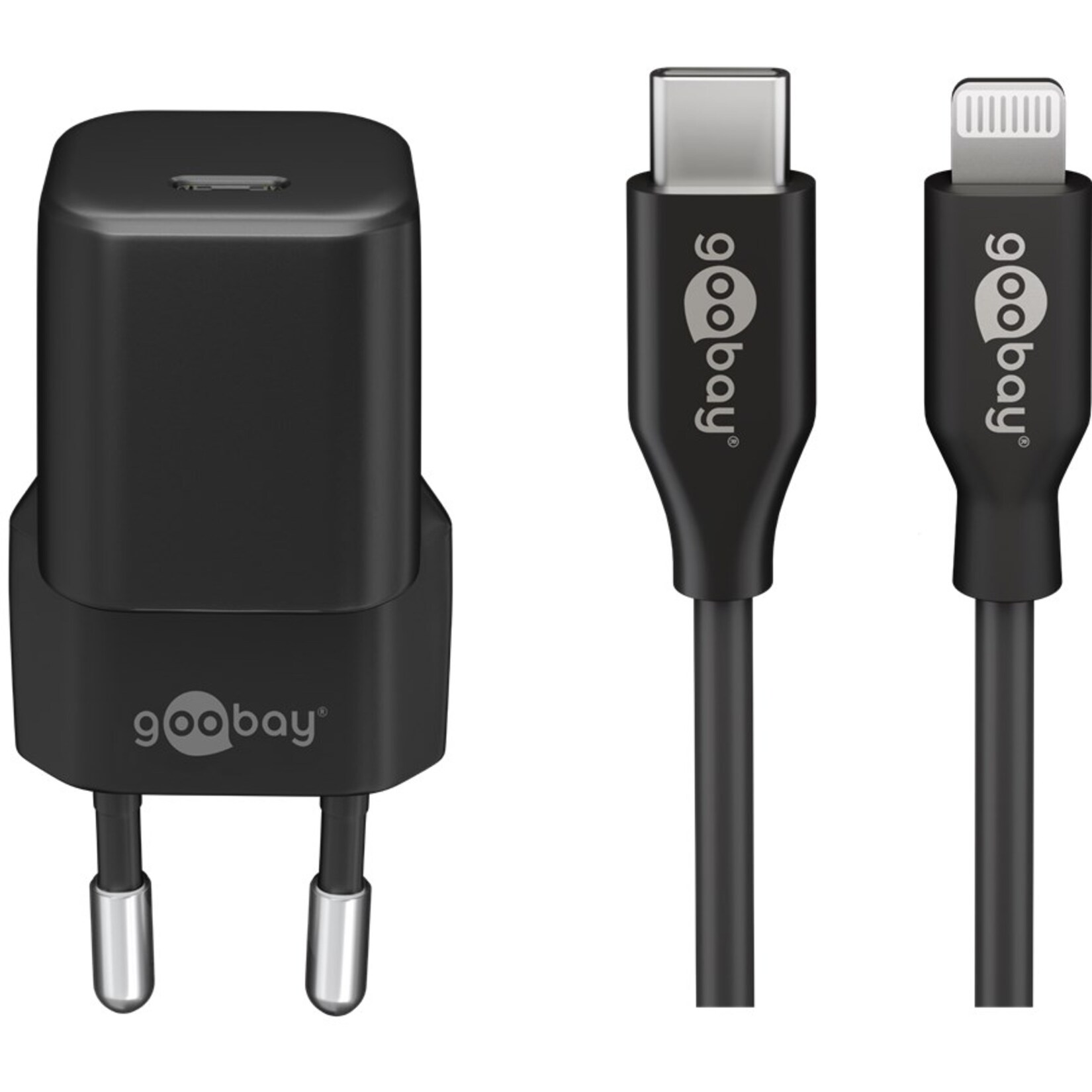goobay Ladegerät Apple Lightning / USB-C PD-Ladeset nano 20 Watt | 04040849610837