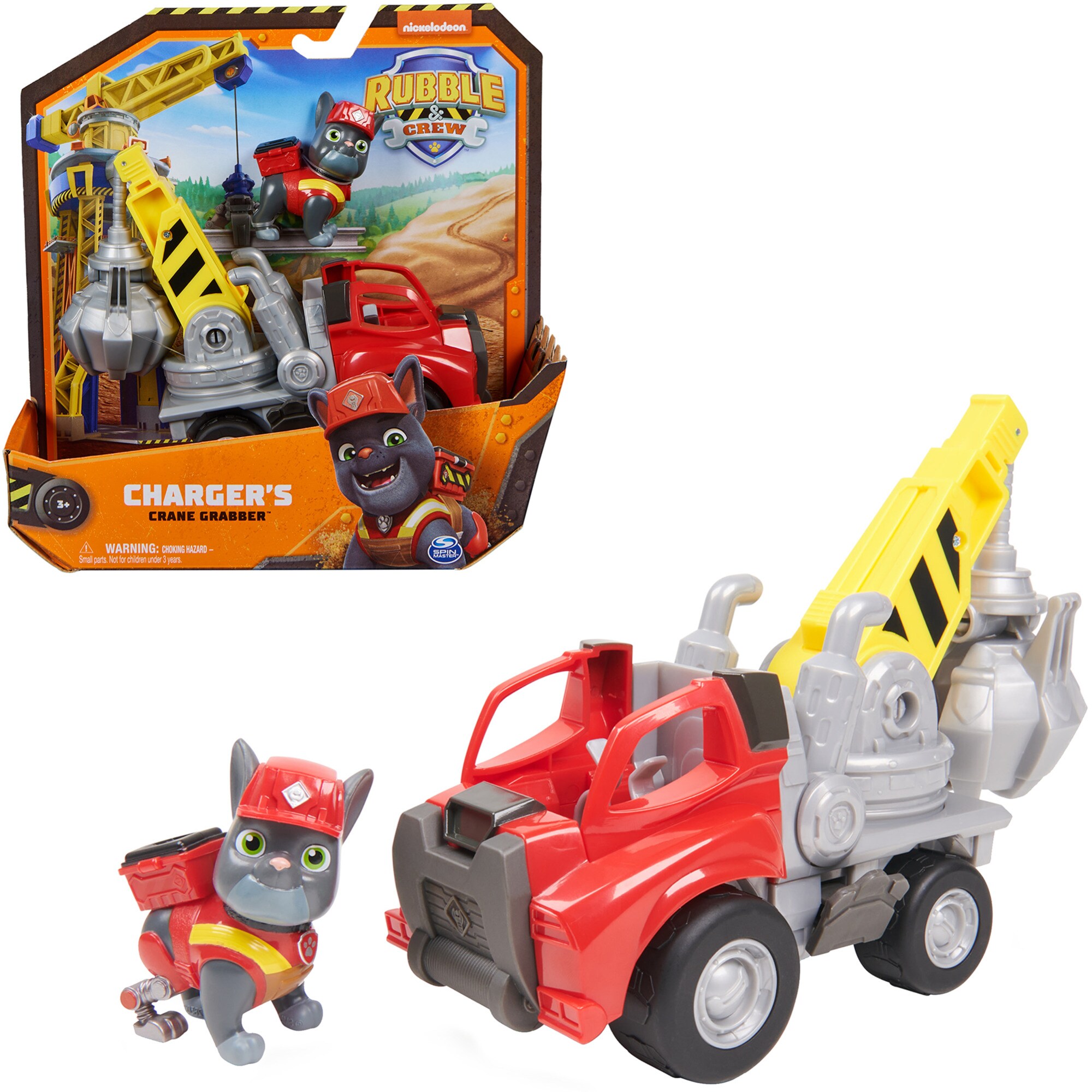PAW PATROL Spielfahrzeug Rubble & Crew - Kran-Baufahrzeug mit Charger-Figur - Bild 1
