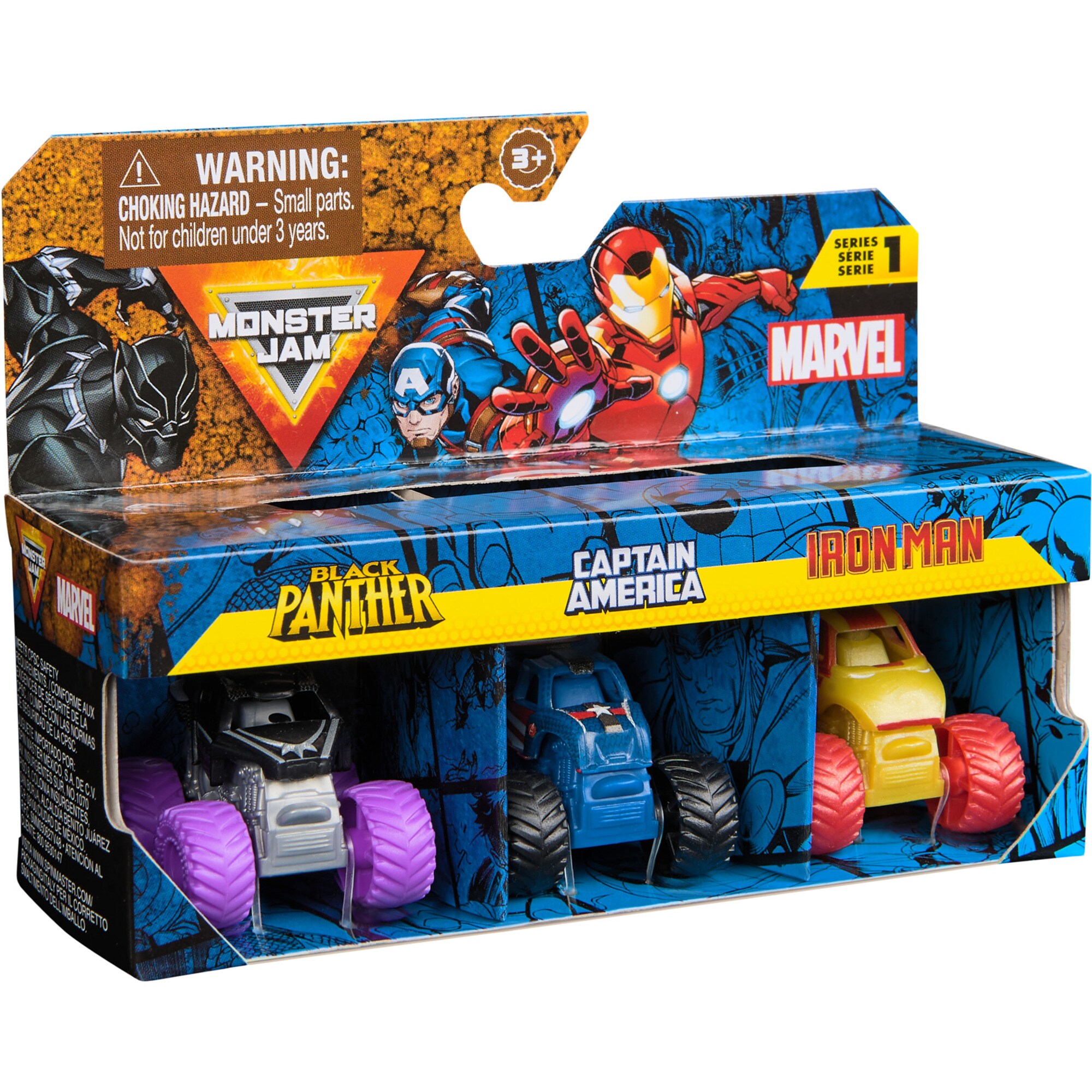 Monster Jam Spielfahrzeug Monster Jam Marvel Mini Monster Trucks 3er-Pack - Bild 1