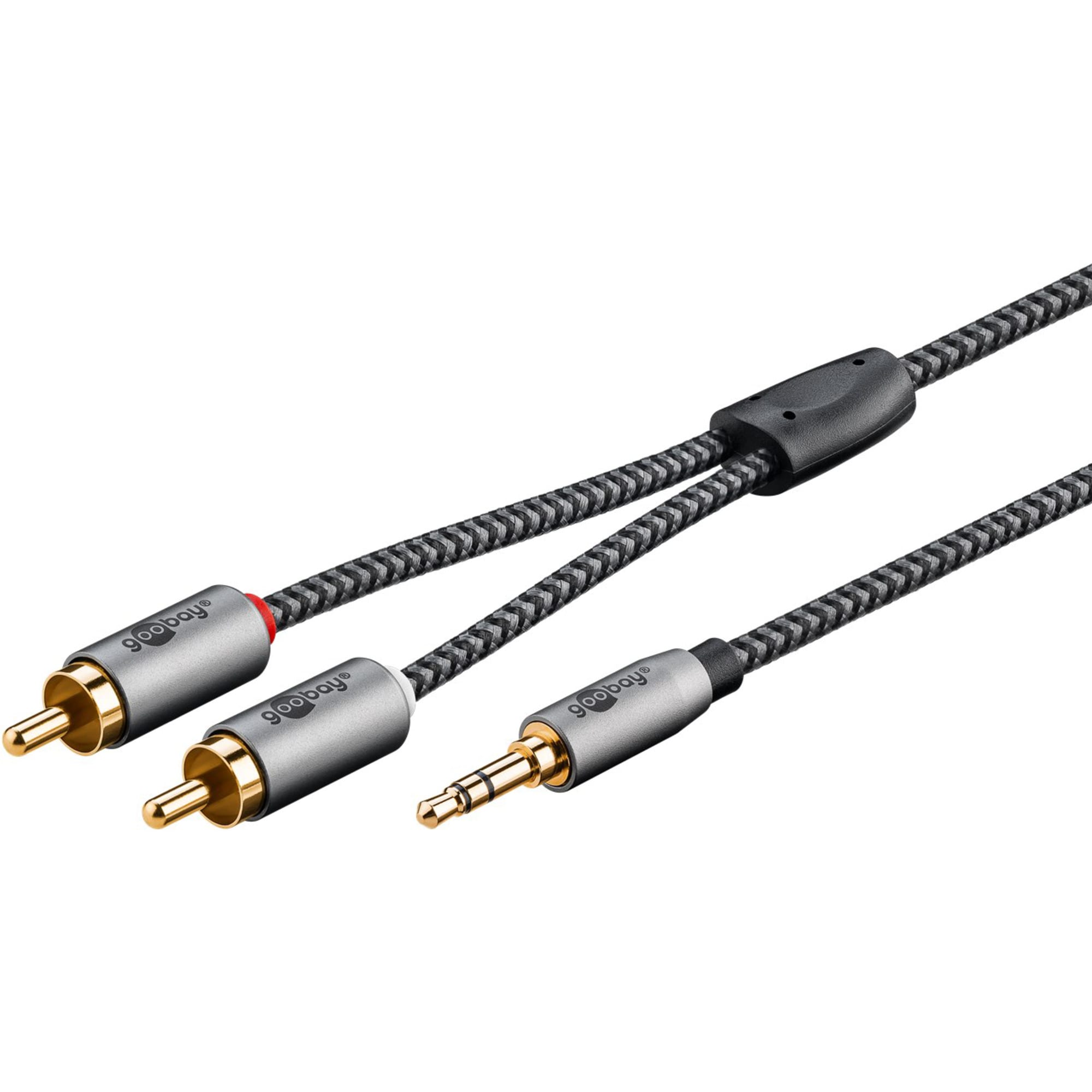 goobay Kabel Plus Audio Adapterkabel AUX 3,5mm Klinke > Stereo-Cinch Stecker - Bild 1