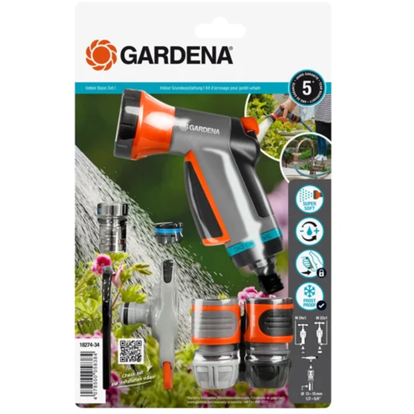 GARDENA Hahnstück Indoor Grundausstattung, Hahnverbinder für Indoor-Wasserhähne | 04066407021563
