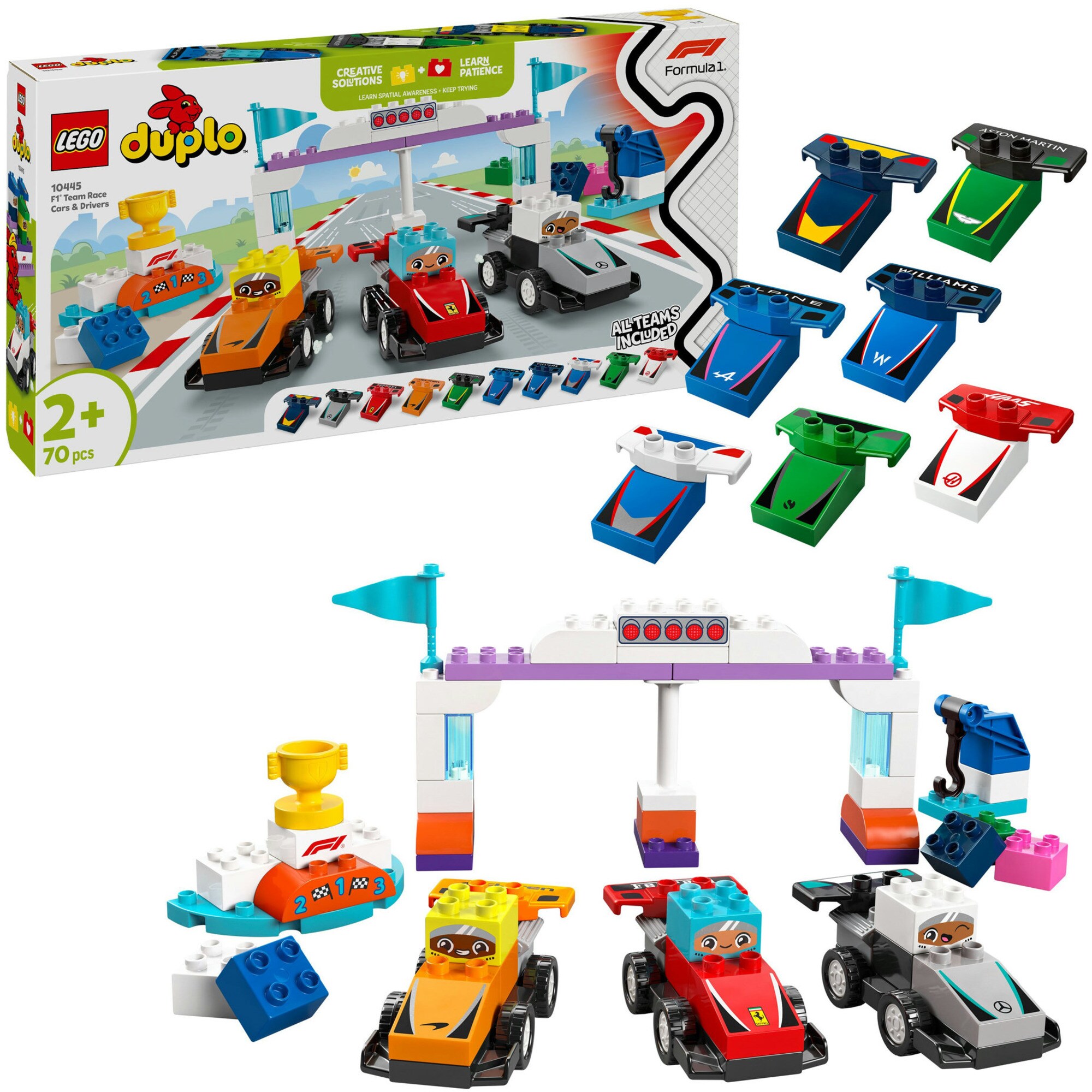 LEGO Konstruktionsspielzeug DUPLO F1 Team Rennautos mit Rennfahrern - Bild 1