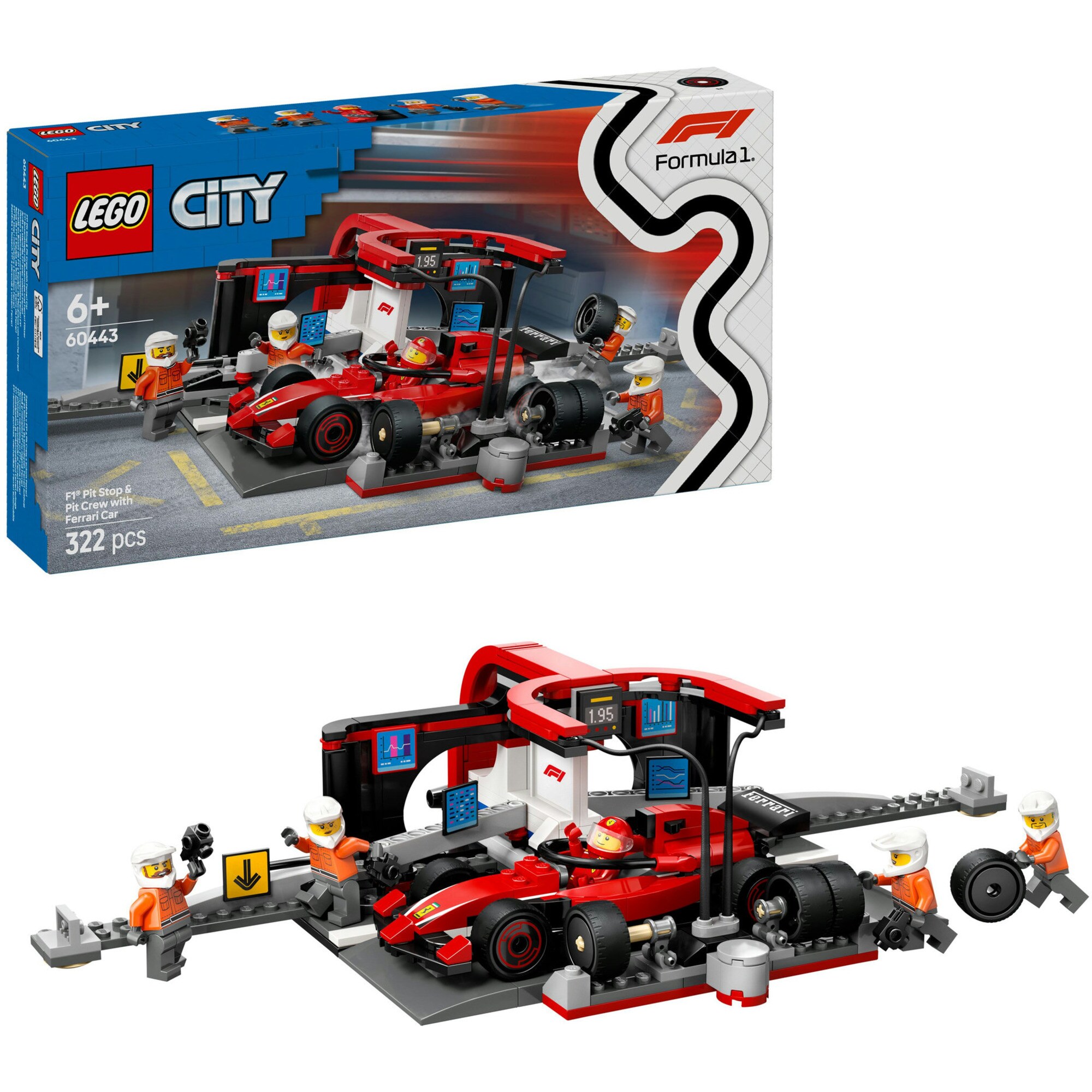 LEGO Konstruktionsspielzeug City F1 Boxenstopp mit Boxencrew und Ferrari Flitzer - Bild 1