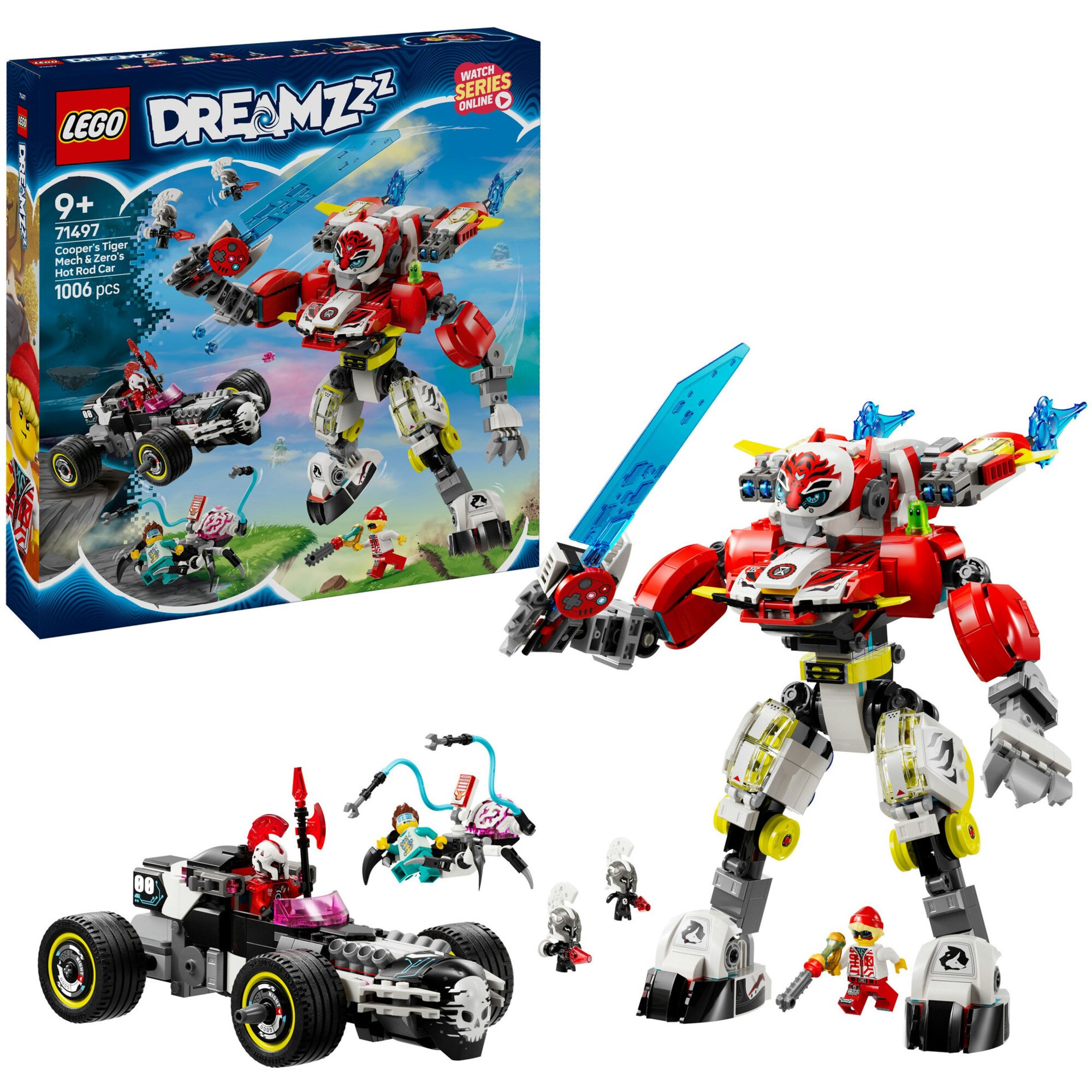 LEGO Konstruktionsspielzeug DREAMZzz Coopers Tiger-Mech und Zero's Hot Rod Auto - Bild 1