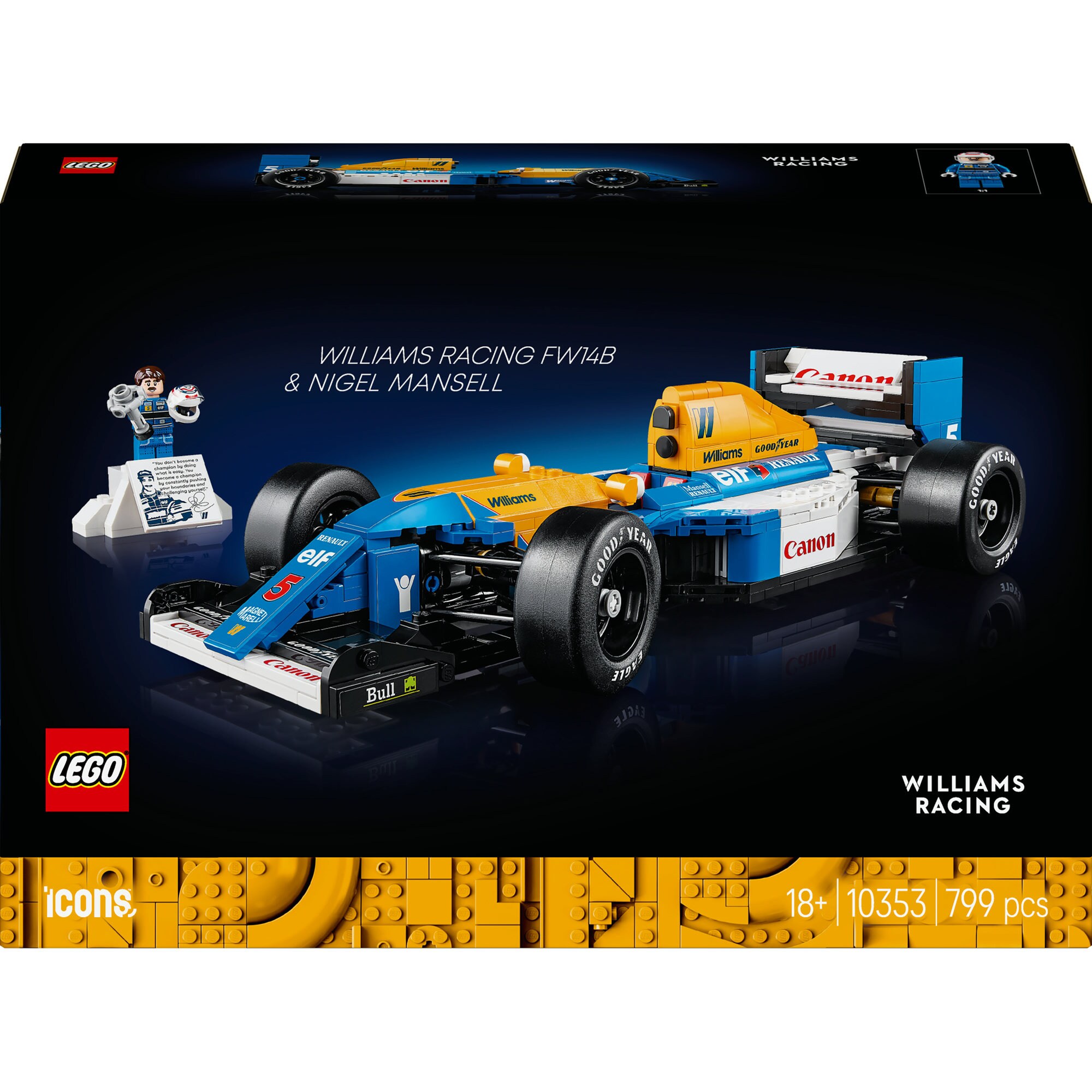 LEGO Konstruktionsspielzeug Icons Williams Racing FW14B mit Nigel Mansell - Bild 1