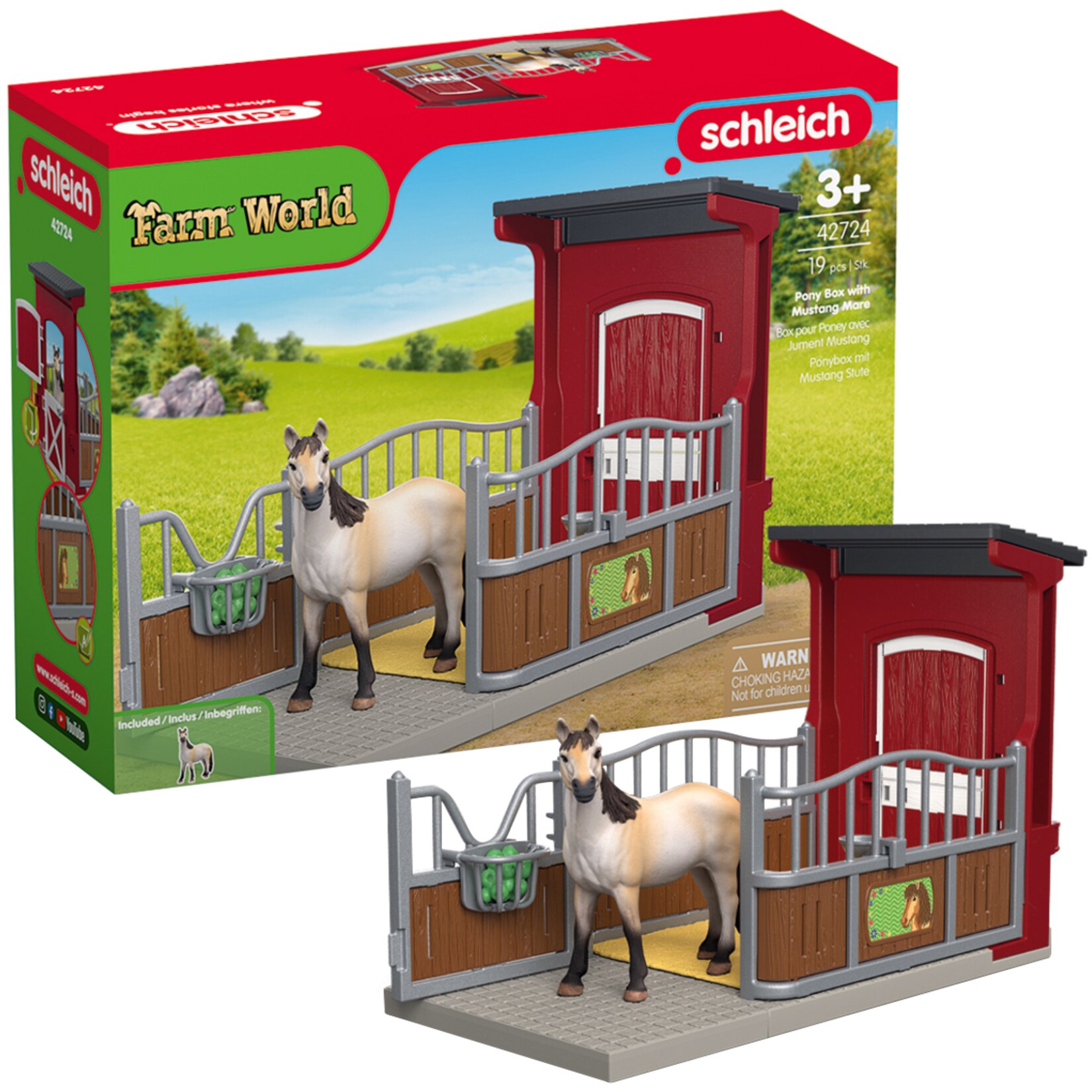 Schleich Spielfigur Farm World Ponybox mit Mustang Stute | 04069111003054