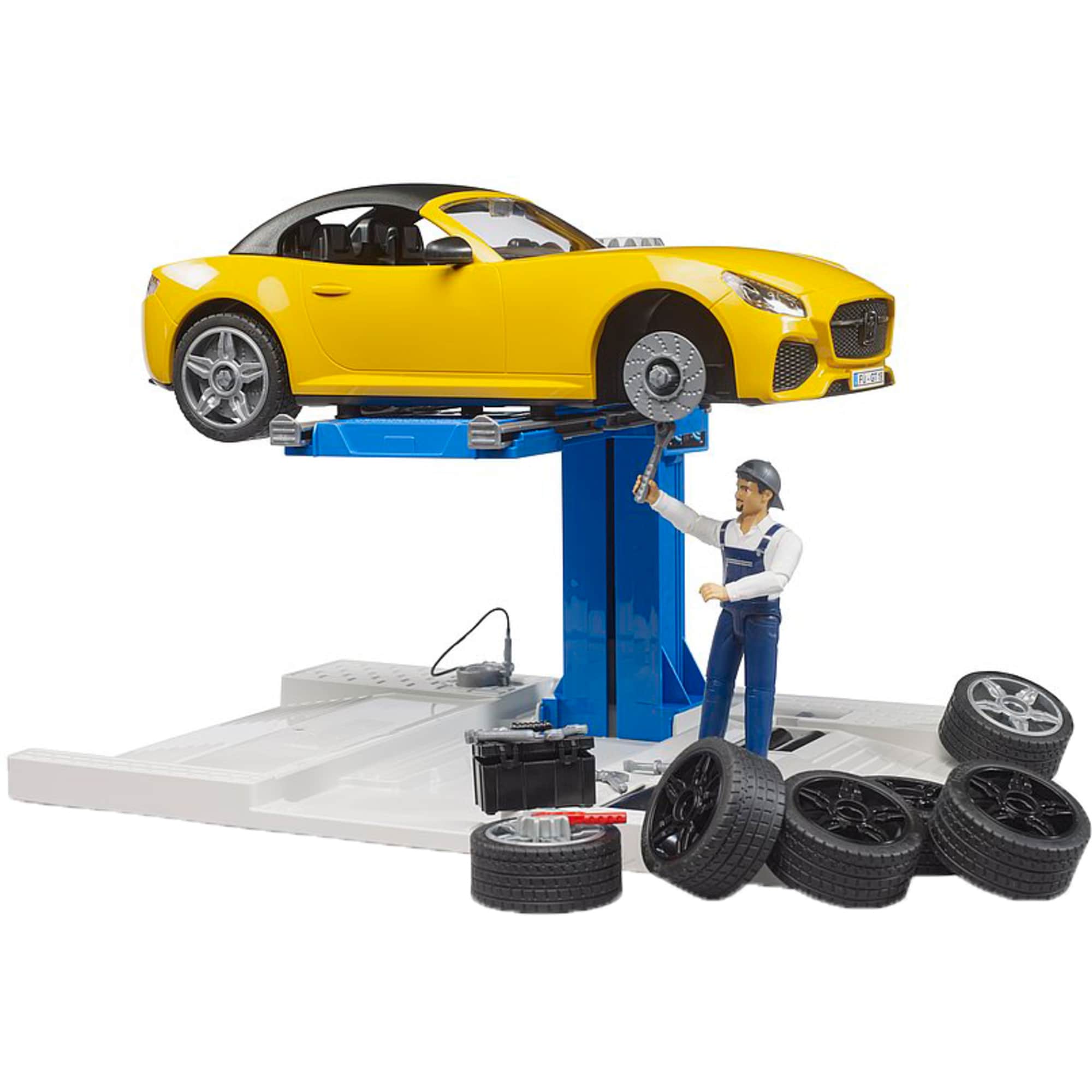 bruder Spielfahrzeug bworld PKW Service Center + bruder Roadster - Bild 1