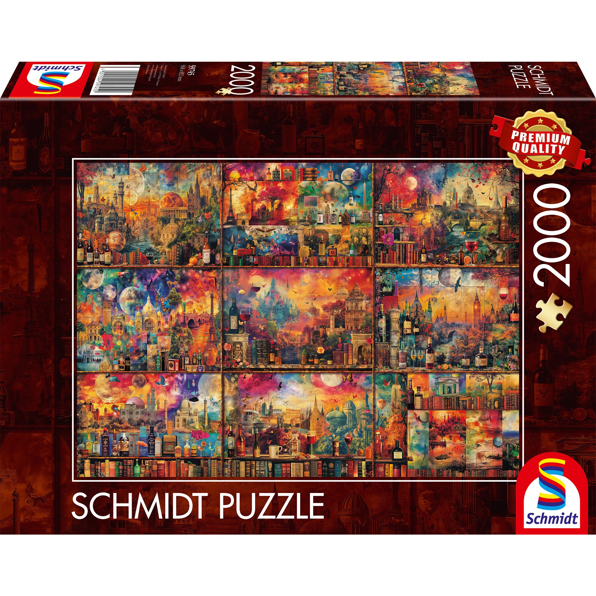 Schmidt Spiele Puzzle Genussvolle Auszeit: auf Reisen mit B&uuml;chern und Wein - Bild 1