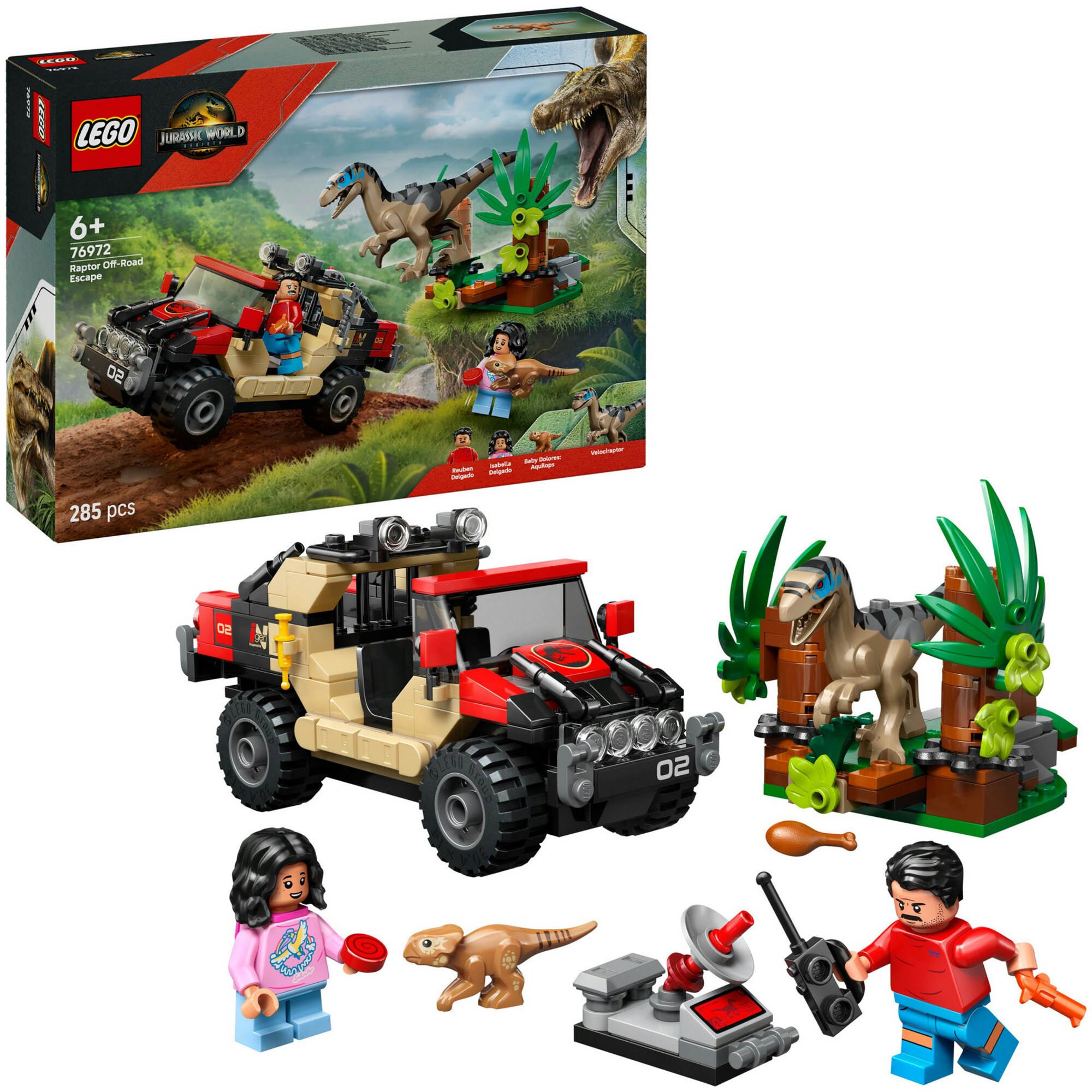 LEGO Konstruktionsspielzeug Jurassic World Raptor: Verfolgungsjagd mit dem Gel&auml;ndewagen - Bild 1