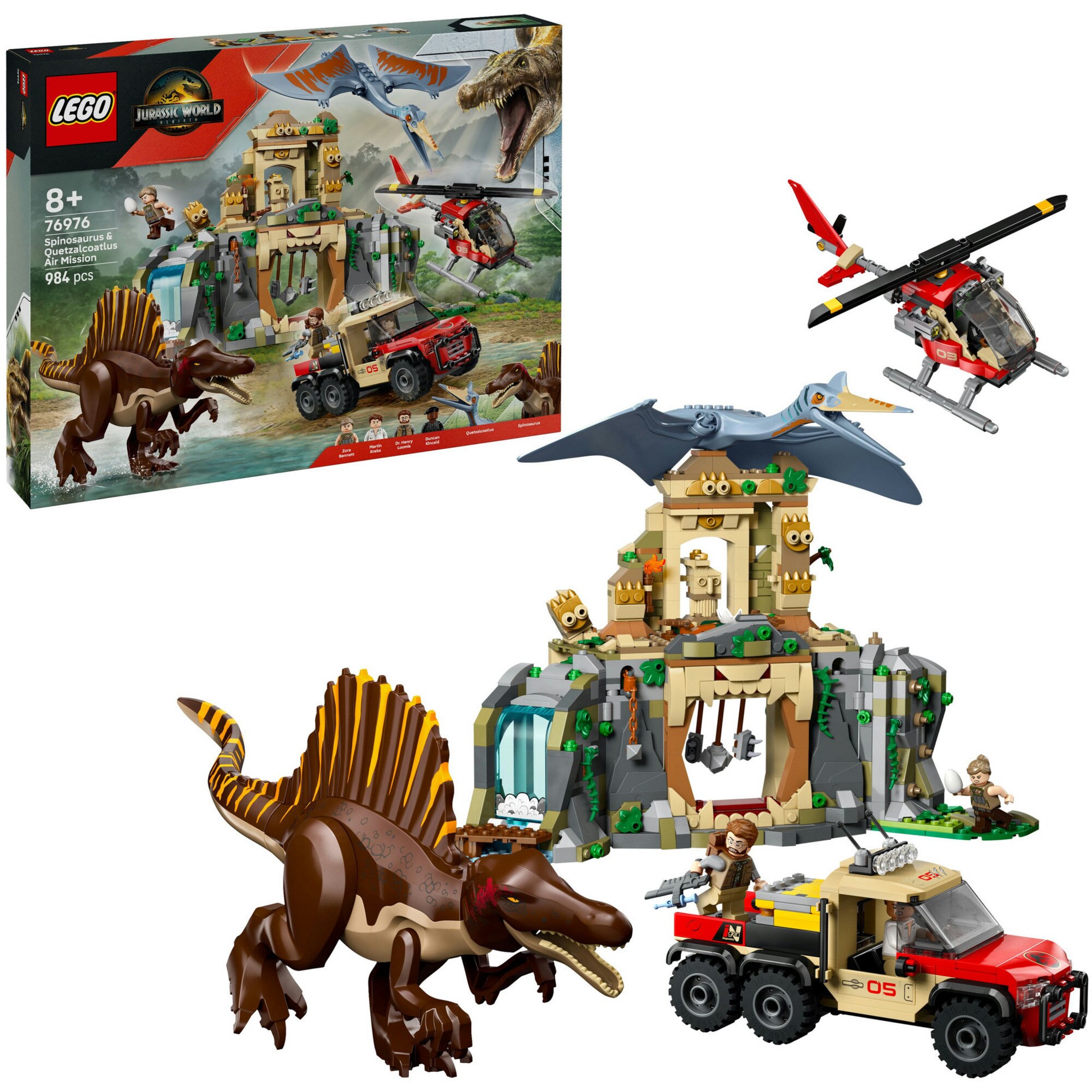 LEGO Konstruktionsspielzeug Jurassic World Spinosaurier & Quetzalcoatlus: Hubschrauber-Einsatz - Bild 1