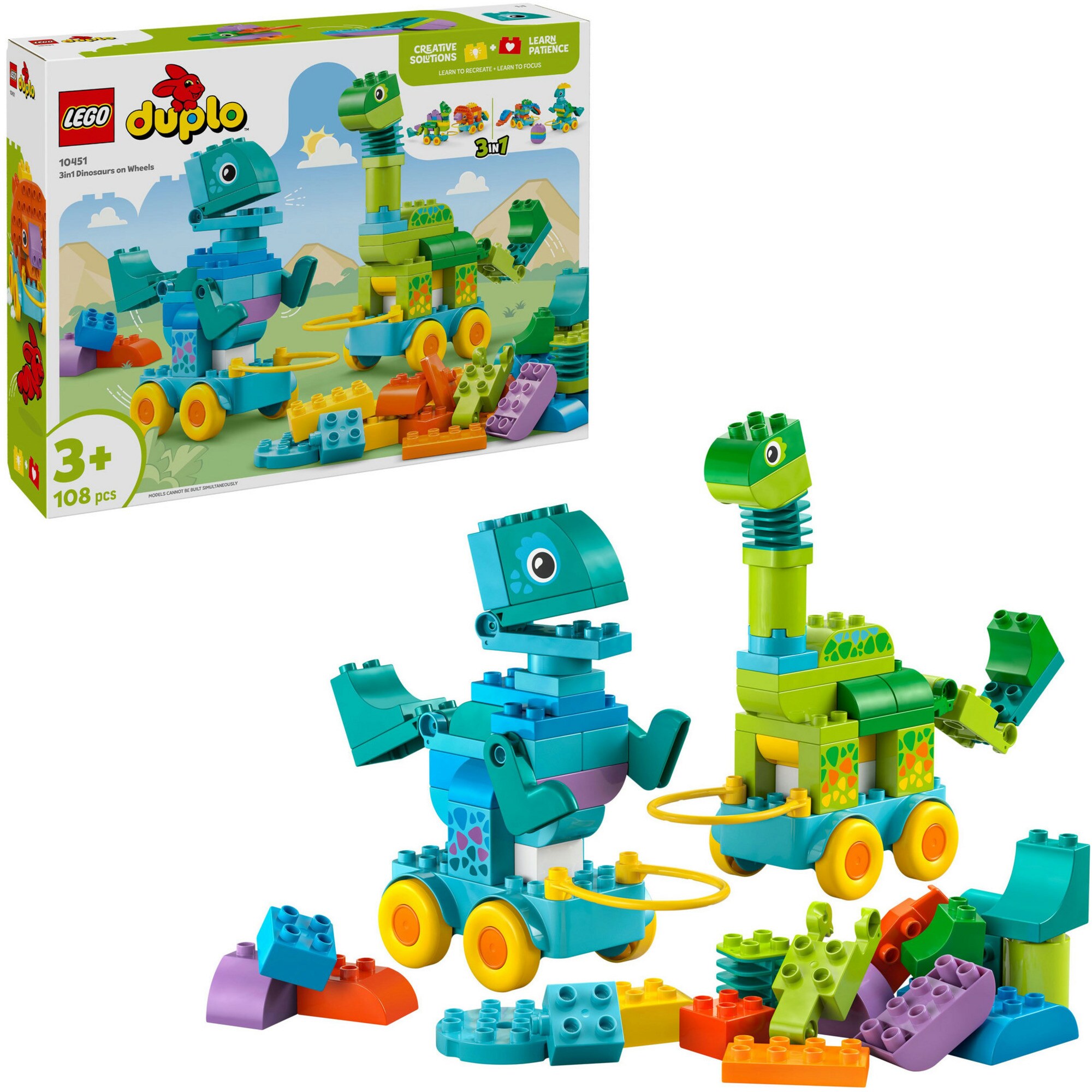 LEGO Konstruktionsspielzeug DUPLO Town Dinos auf R&auml;dern 3-in-1-Set - Bild 1