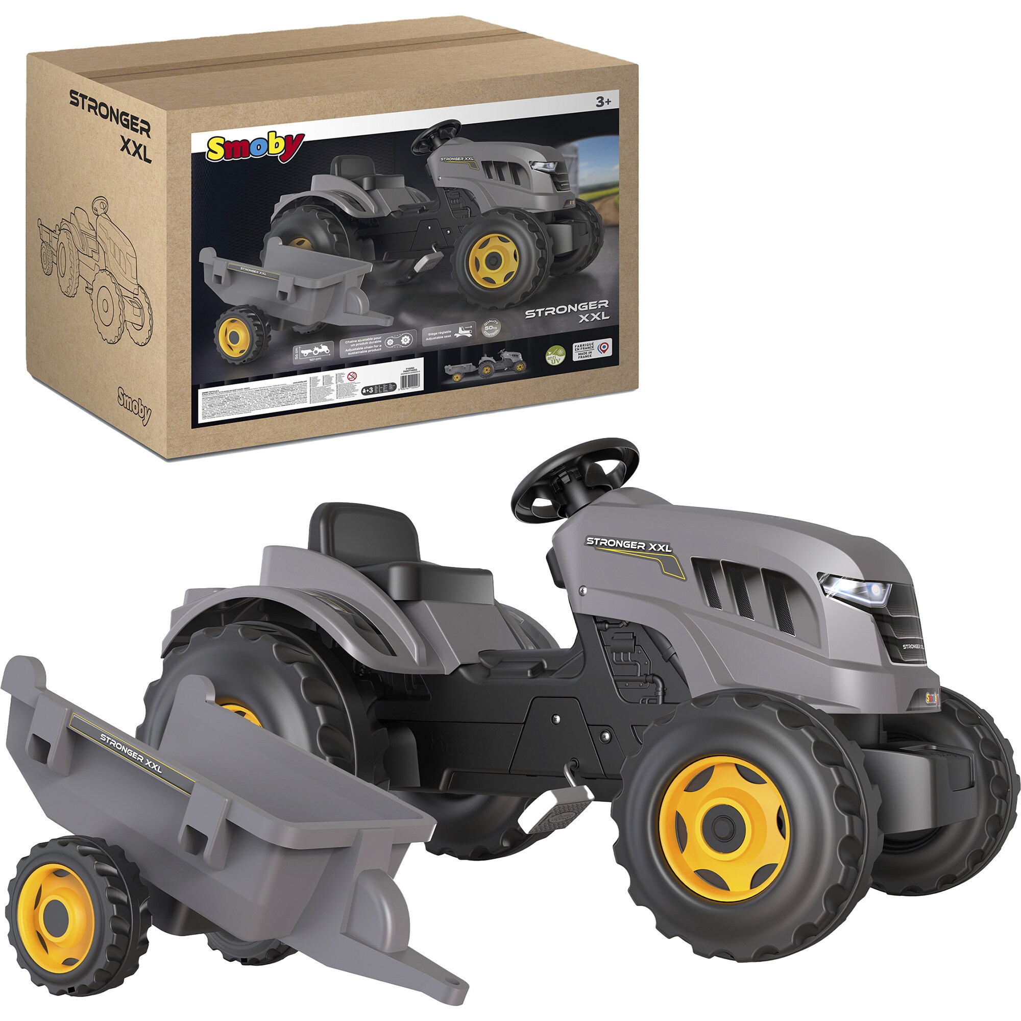 Smoby Kinderfahrzeug Traktor Stronger XXL mit Anh&auml;nger - Bild 1