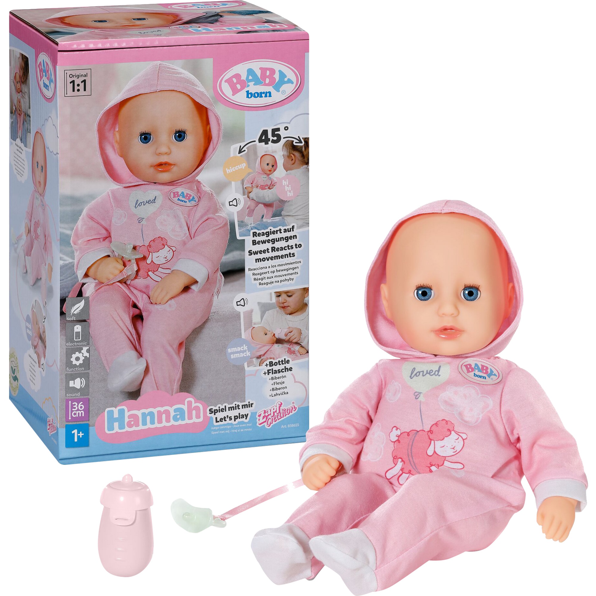 ZAPF Creation Puppe BABY born&reg; Hannah Spiel mit mir 36cm - Bild 1