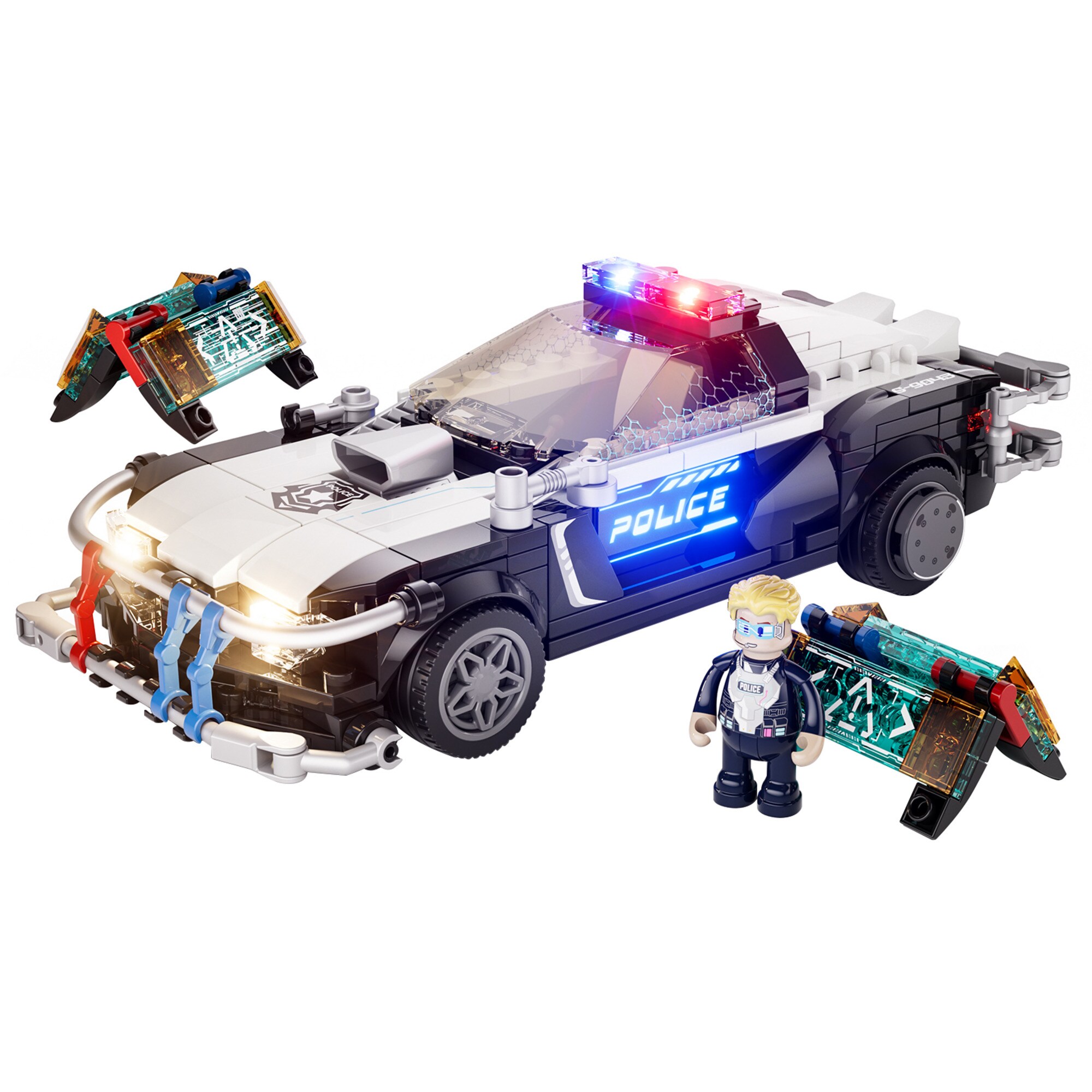 Lumibricks Konstruktionsspielzeug Cyberpunk Neoncity - Polizei Streifenwagen - Bild 1
