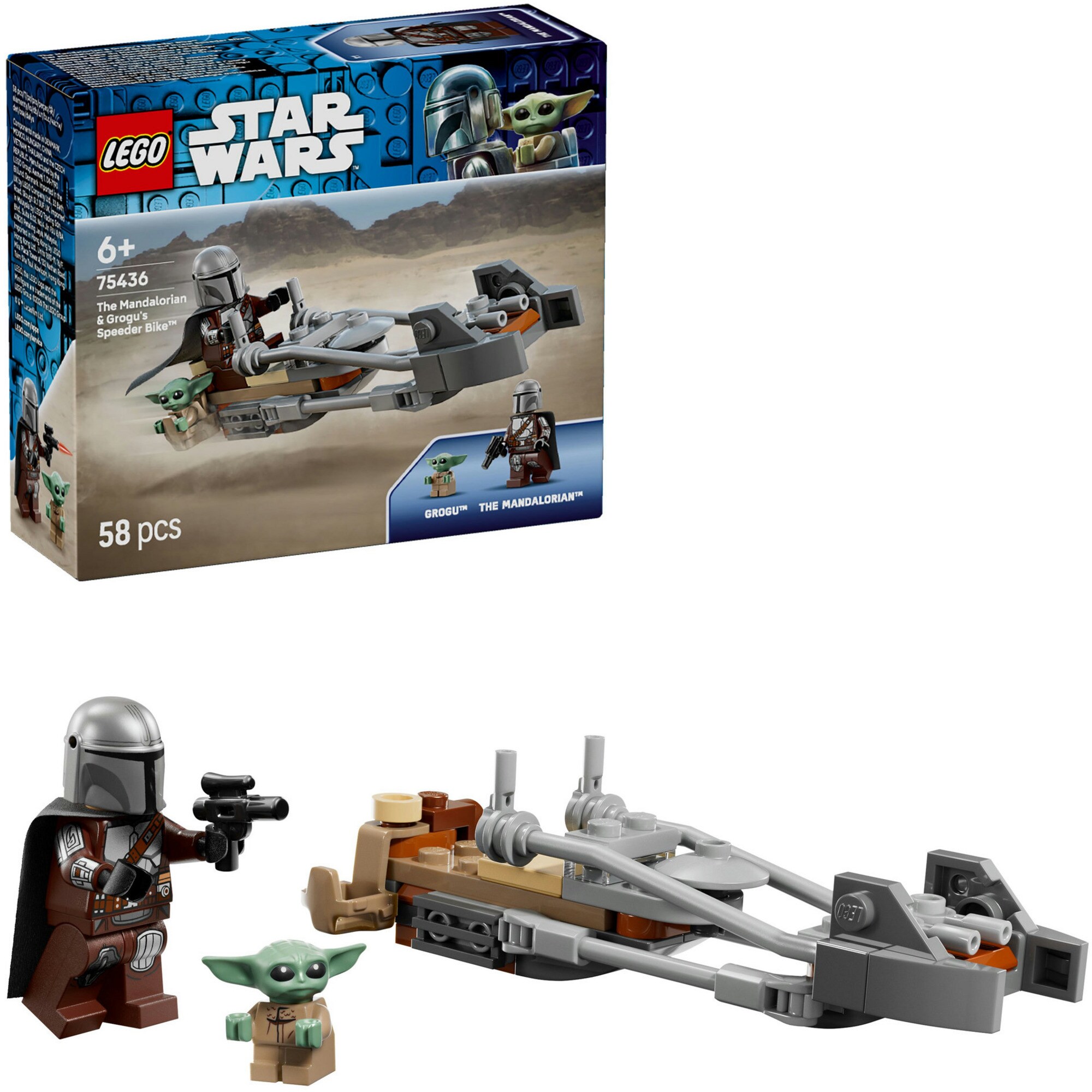 LEGO Konstruktionsspielzeug Star Wars Der Mandalorianer und Grogu auf ihrem Speeder Bike - Bild 1