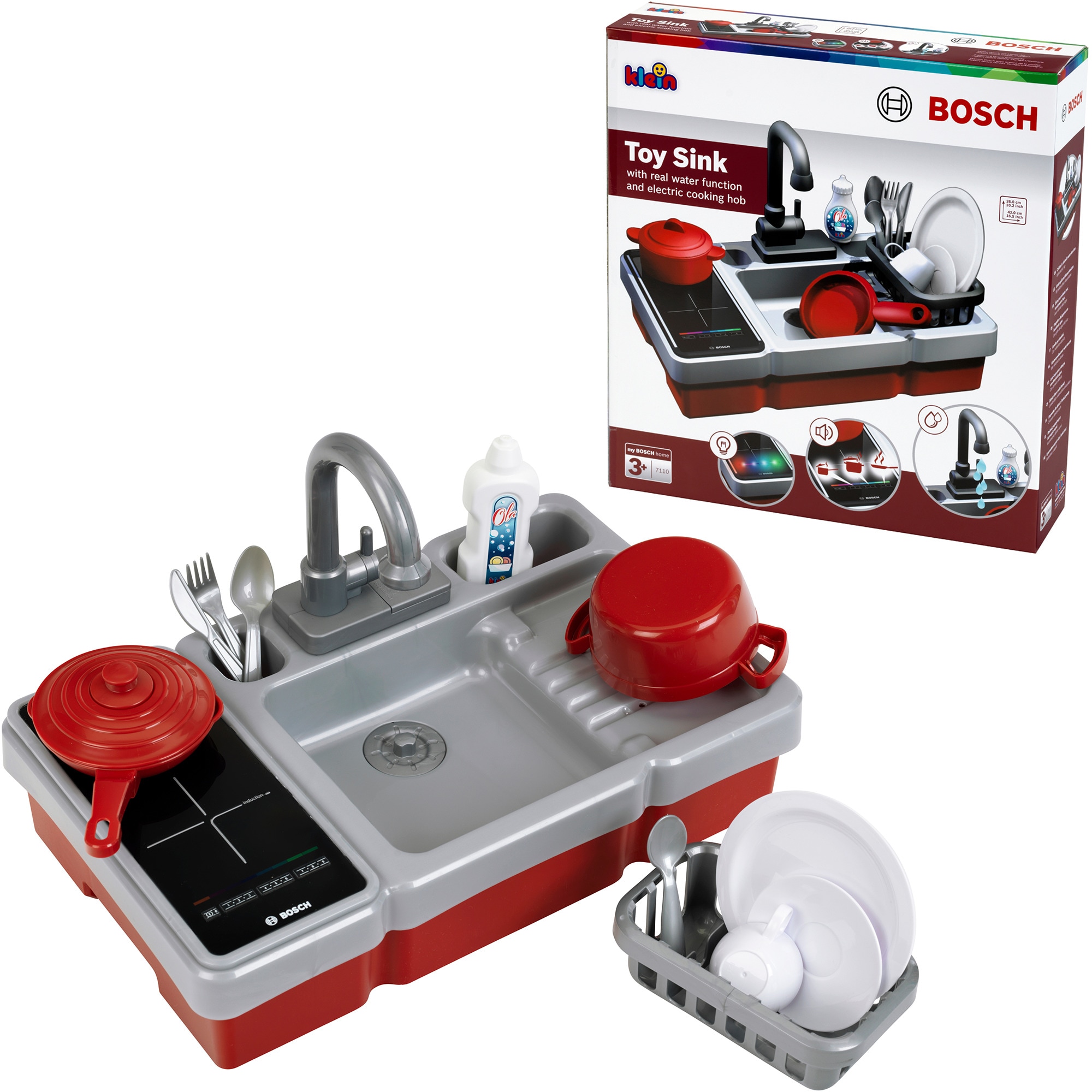 Theo Klein Spielk&uuml;che Bosch - Sp&uuml;le mit Wasserfunktion und Kochfeld - Bild 1