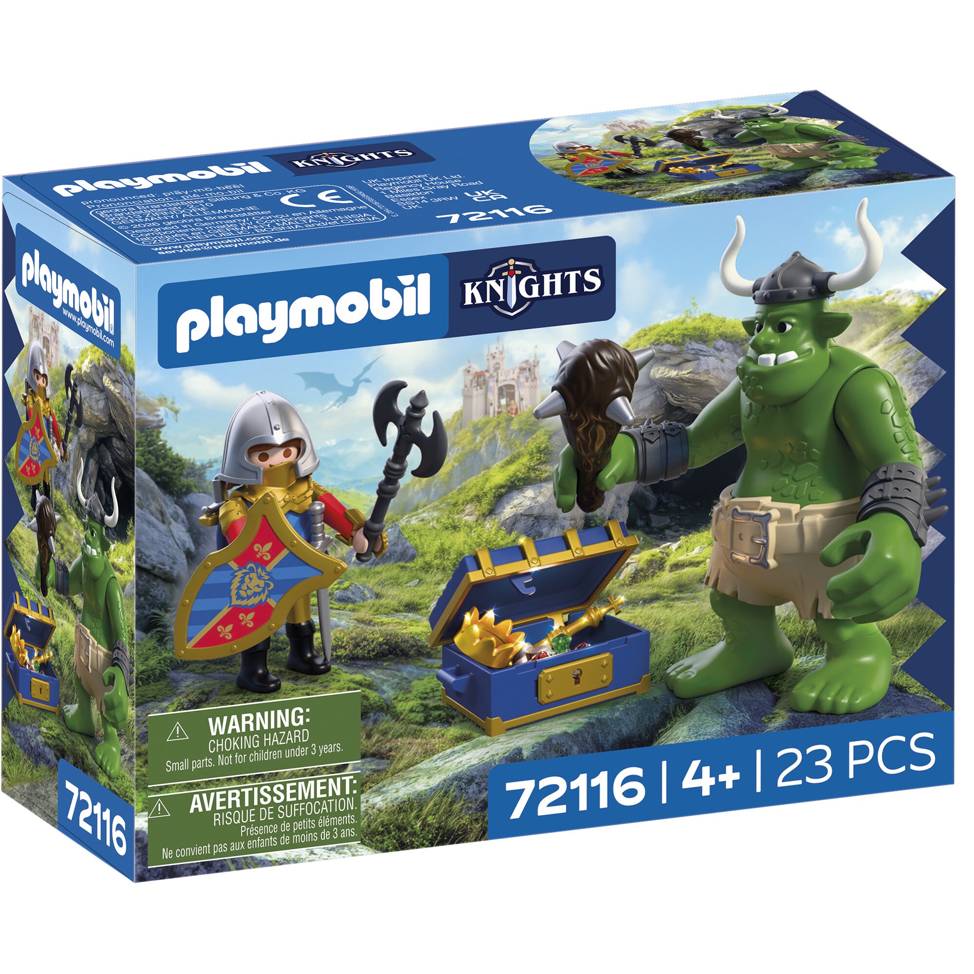 PLAYMOBIL Konstruktionsspielzeug Knights Troll mit Löwenritterschatz