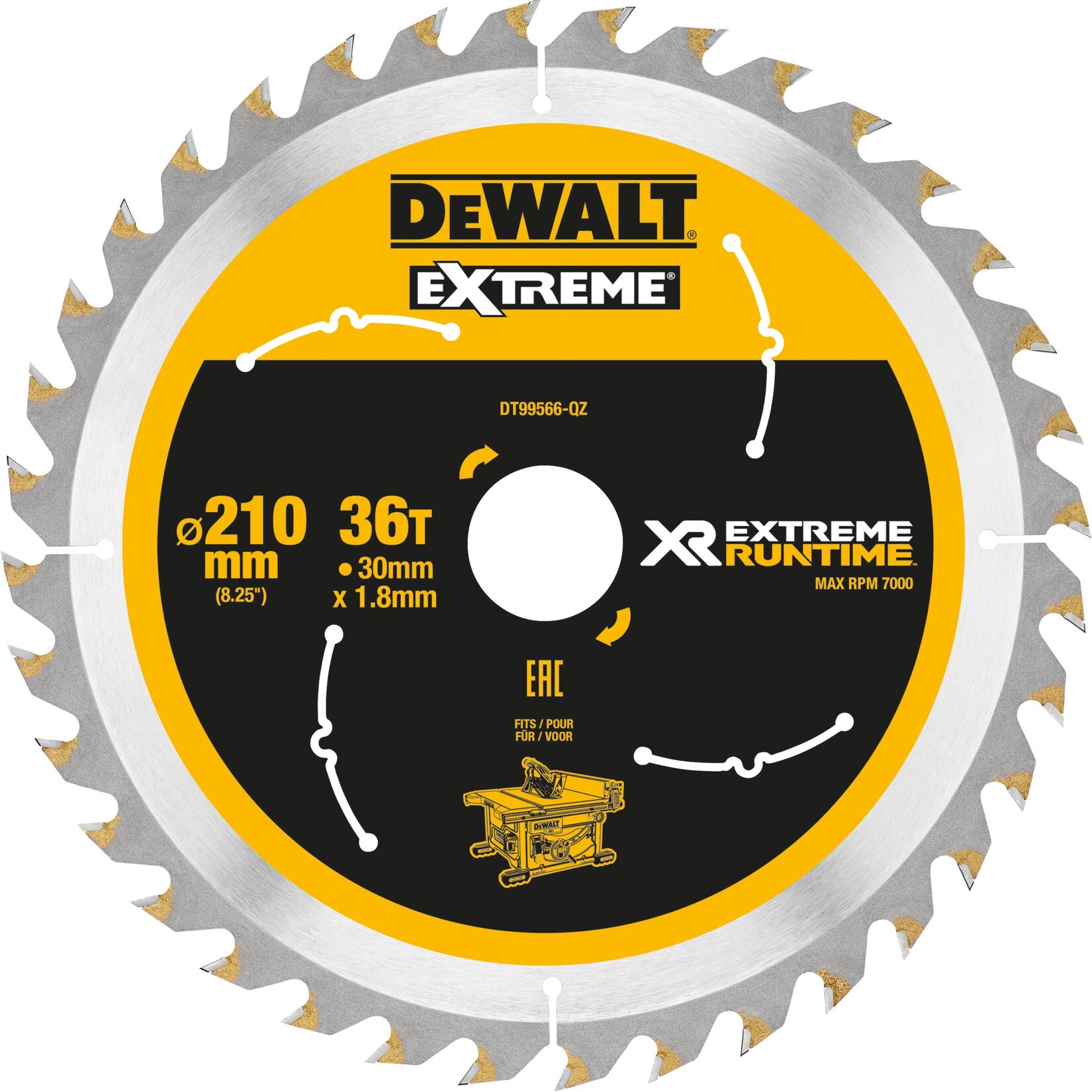 DeWalt Sägeblatt Kreissägeblatt XR EXTREME RUNTIME DT99566, Ø 210mm, 36Z | 05035048542262