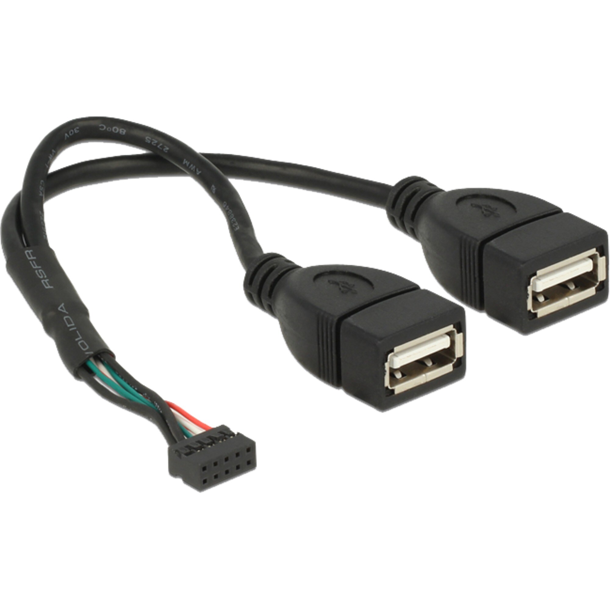 DeLOCK Y-Kabel USB 2.0 Y-Kabel, 10 Pin Header > 2x USB-A Buchse - Bild 1