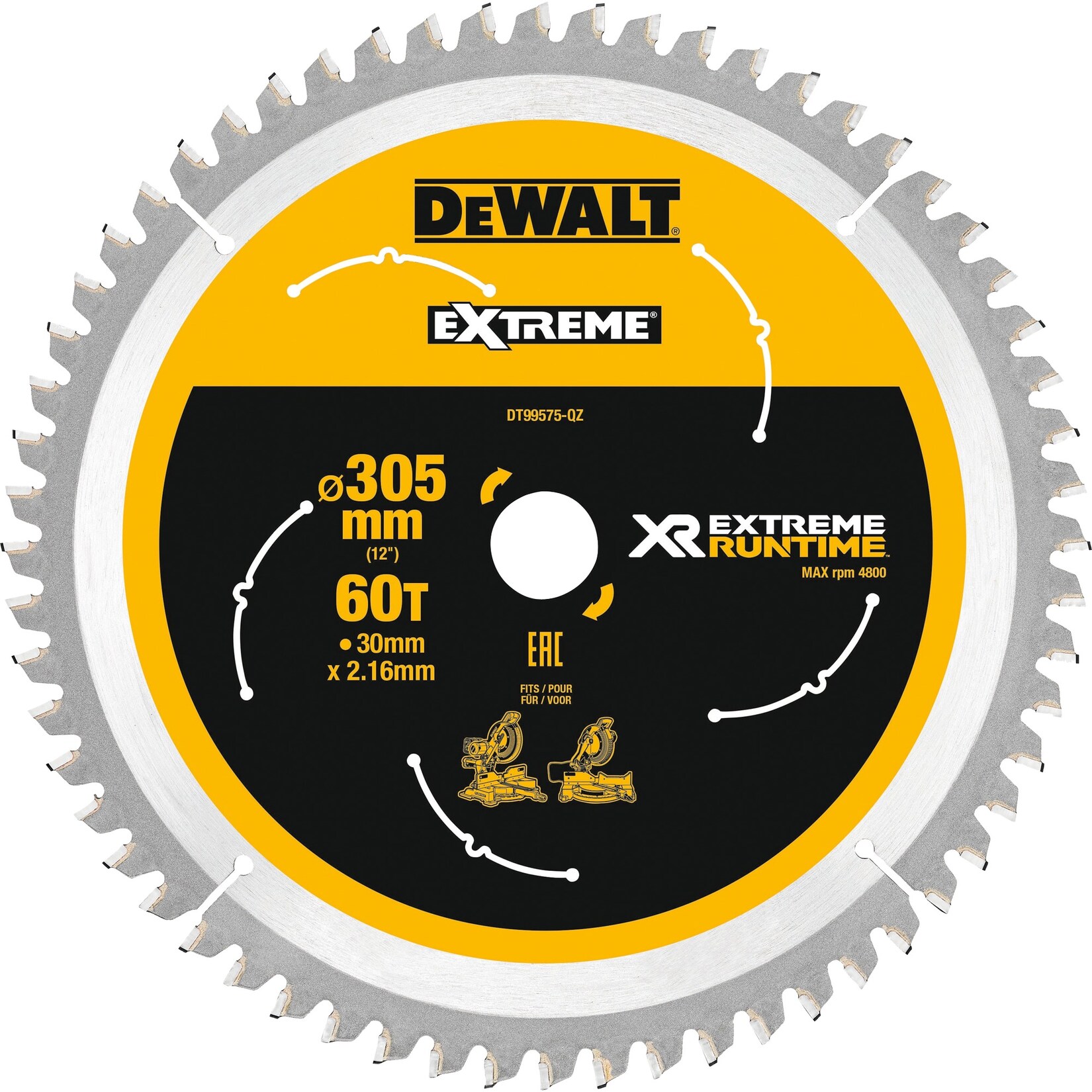 DeWalt Sägeblatt Kreissägeblatt XR EXTREME RUNTIME DT99575, Ø 305mm, 60Z | 05035048542378