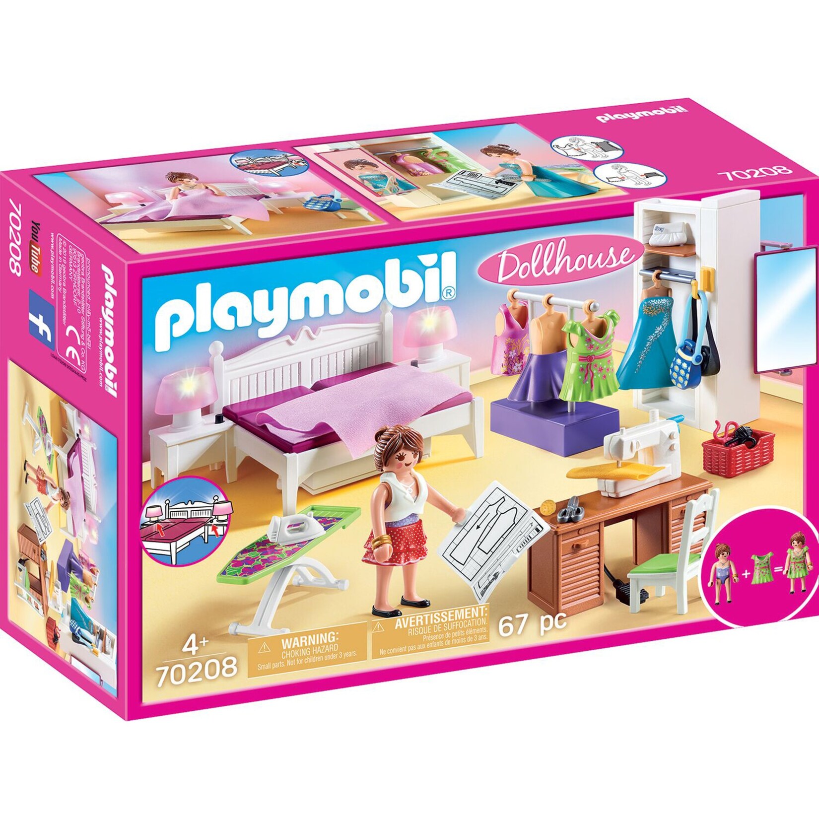 PLAYMOBIL Konstruktionsspielzeug Dollhouse Schlafzimmer mit Nähecke