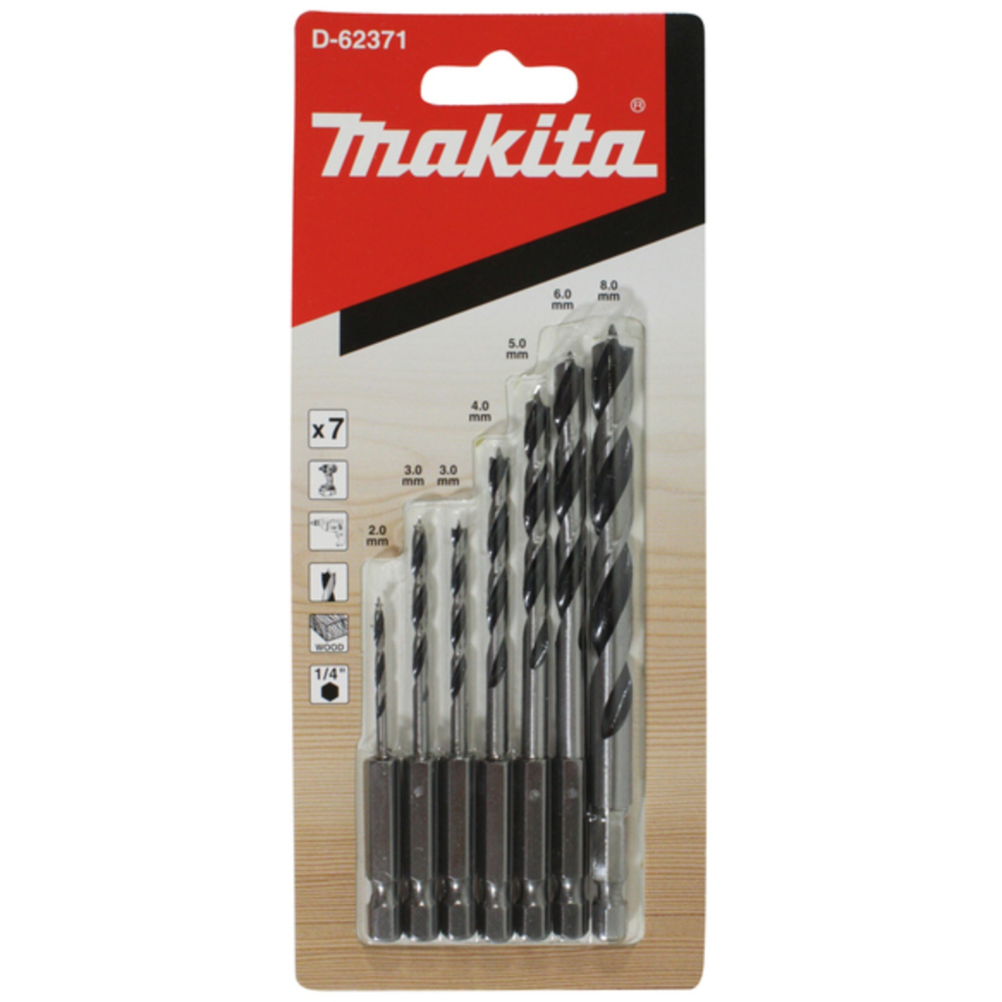 Makita Bohrer-Satz Holzbohrer-Satz 1/4" D-62371 - Bild 1