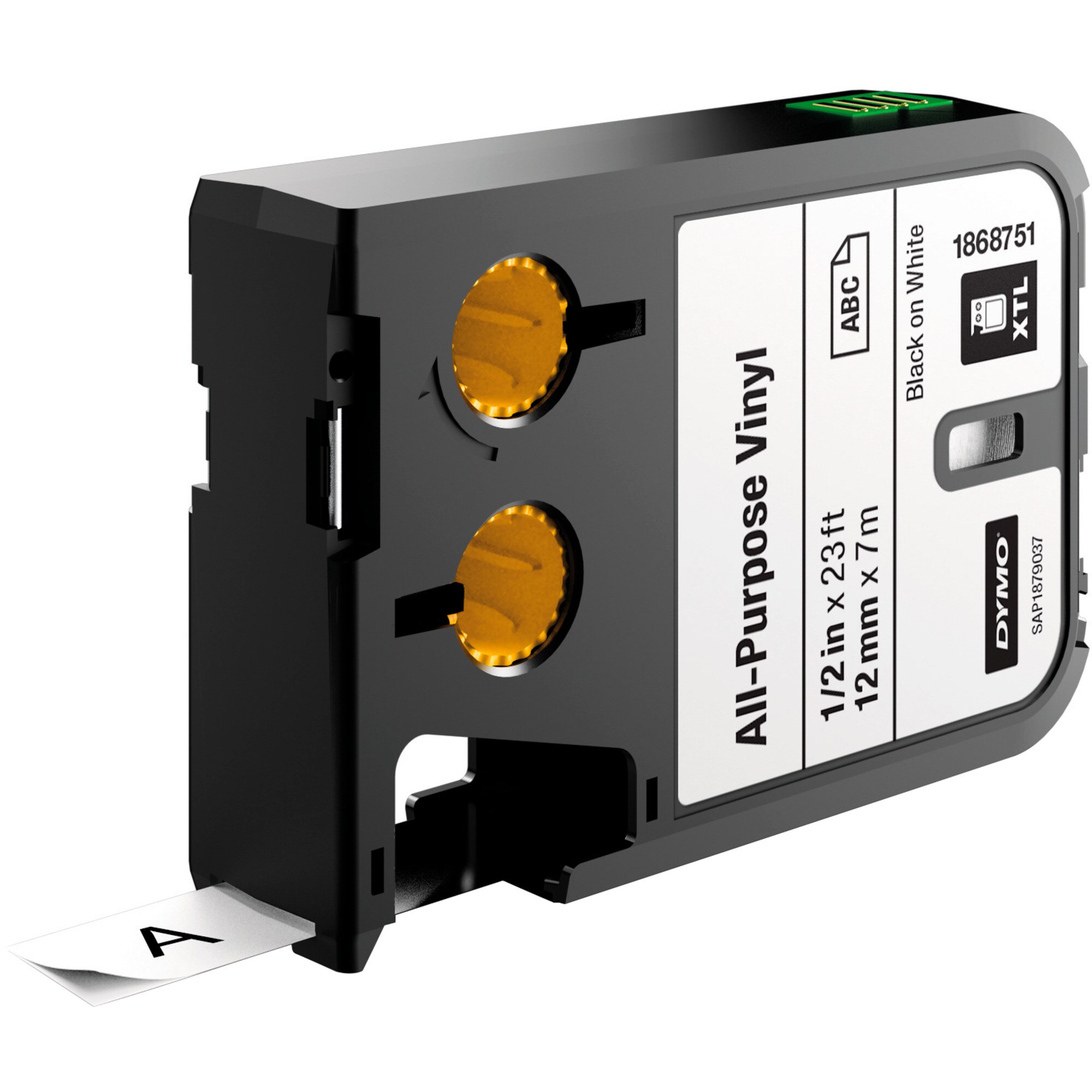 Dymo Schriftband XTL IND ORIGINAL Schriftband Vinyl, endlos 12mm x 7m, schwarz auf wei&szlig; - Bild 1