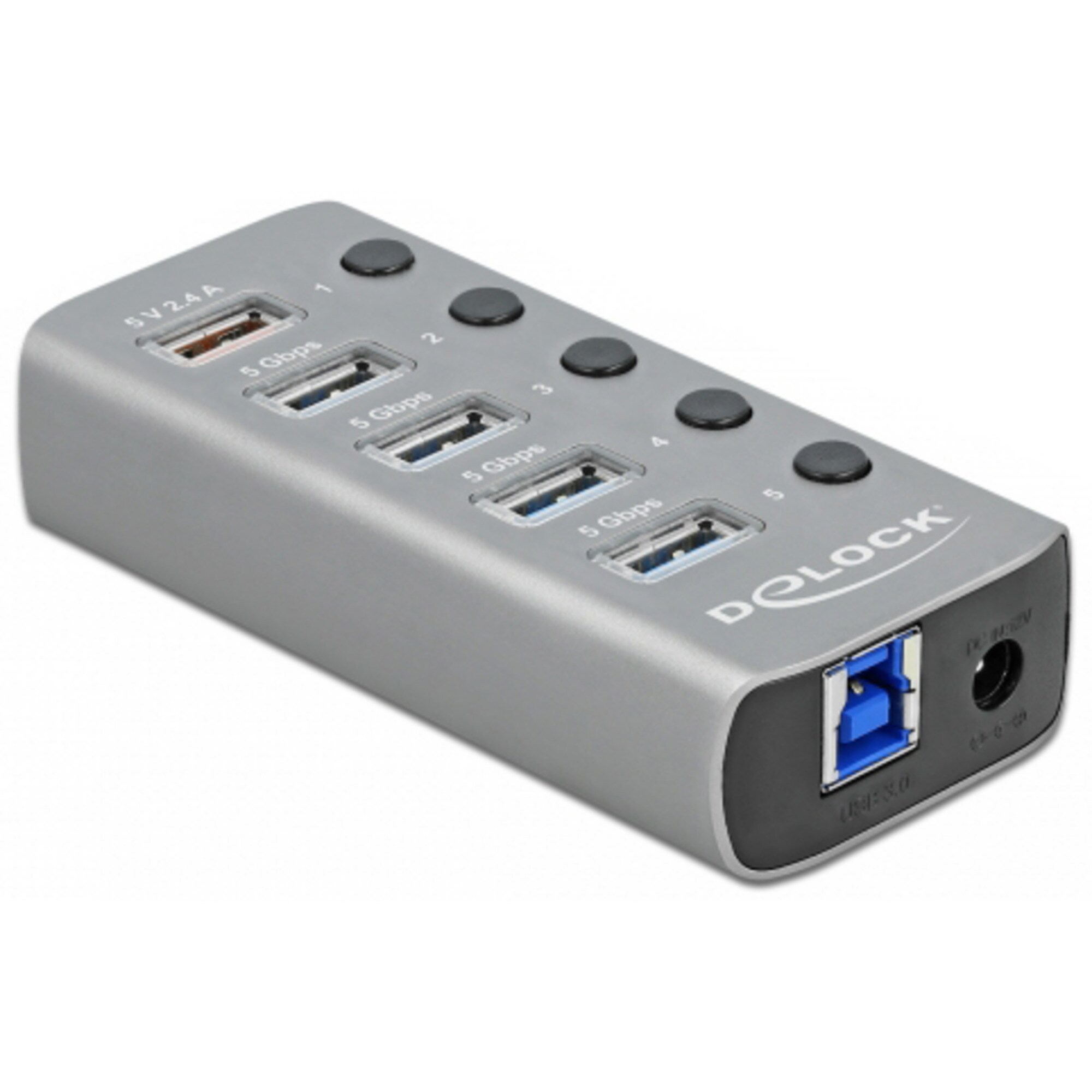 DeLOCK USB-Hub USB 3.2 Gen 1 Hub mit 4 Ports + 1 Schnellladeport + 1 USB-C PD 3.0 Port - Bild 1