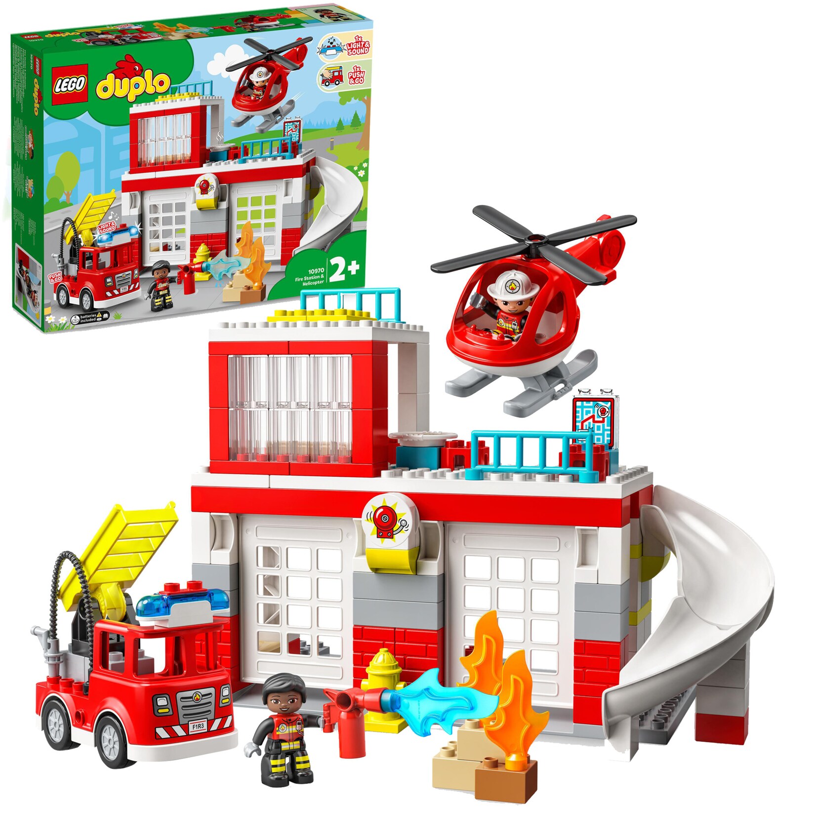 LEGO Konstruktionsspielzeug DUPLO Feuerwehrwache mit Hubschrauber