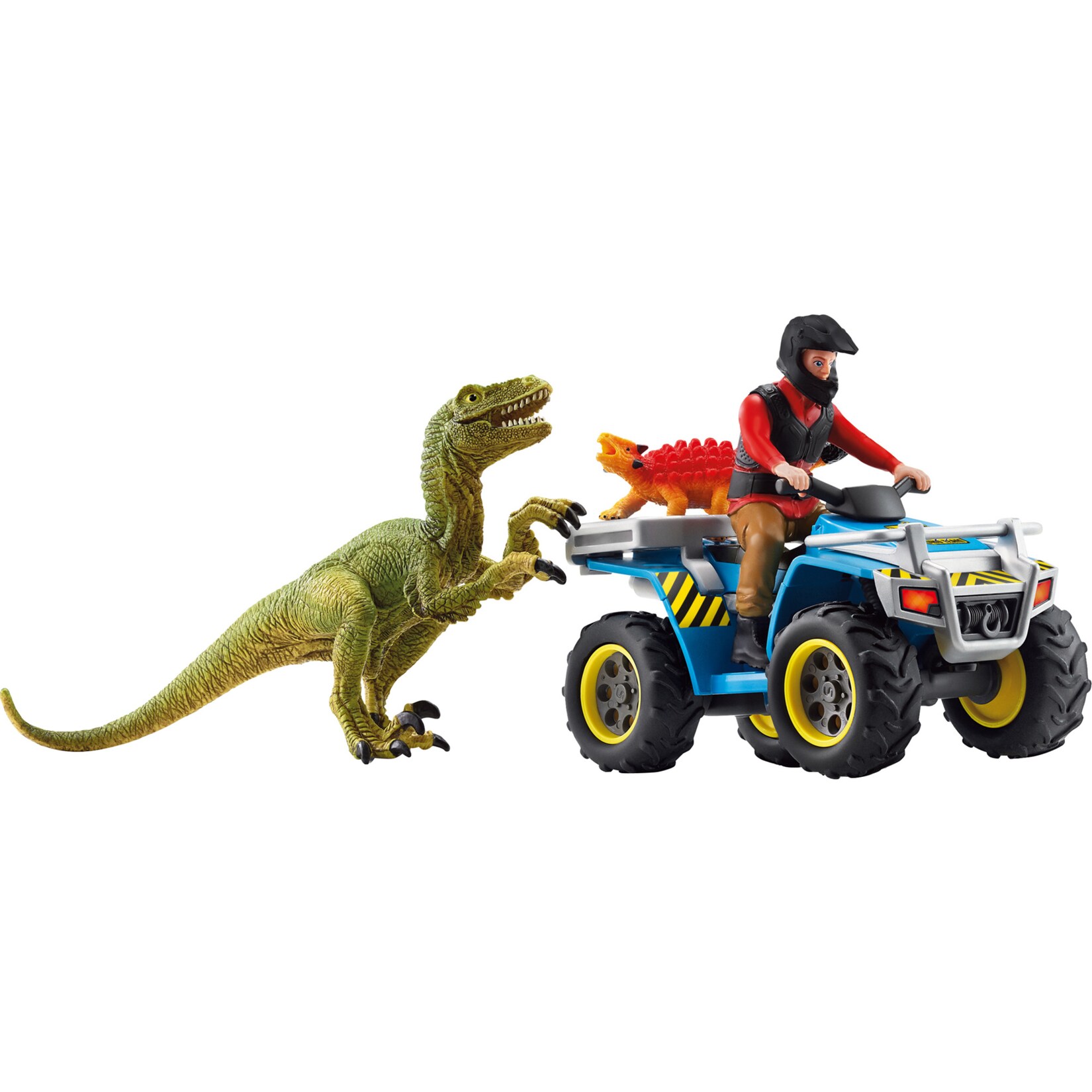 Schleich Spielfigur Dinosaurs Flucht auf Quad vor Velociraptor | 04059433572710