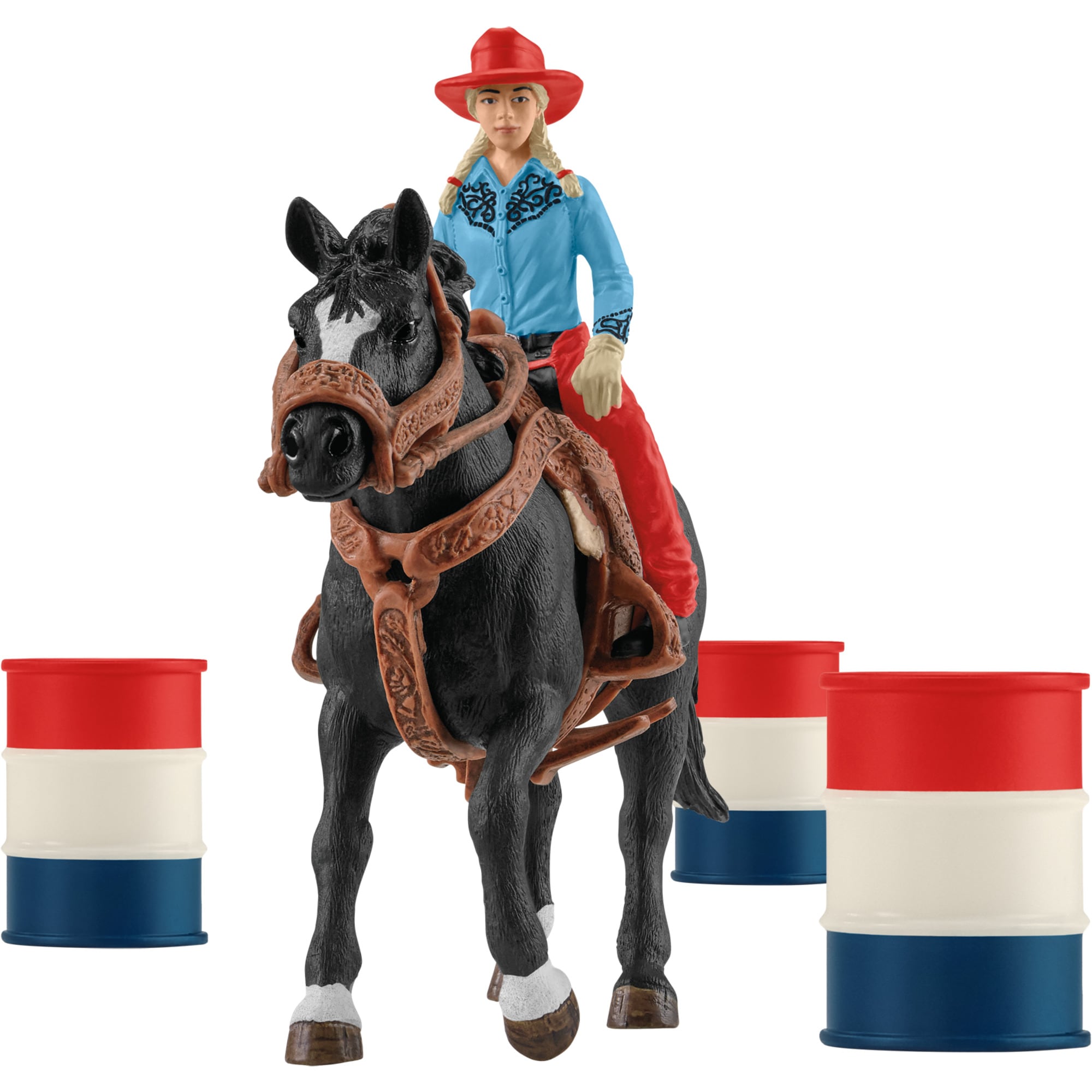 Schleich Spielfigur Farm World Barrel Racing mit Cowgirl - Bild 1