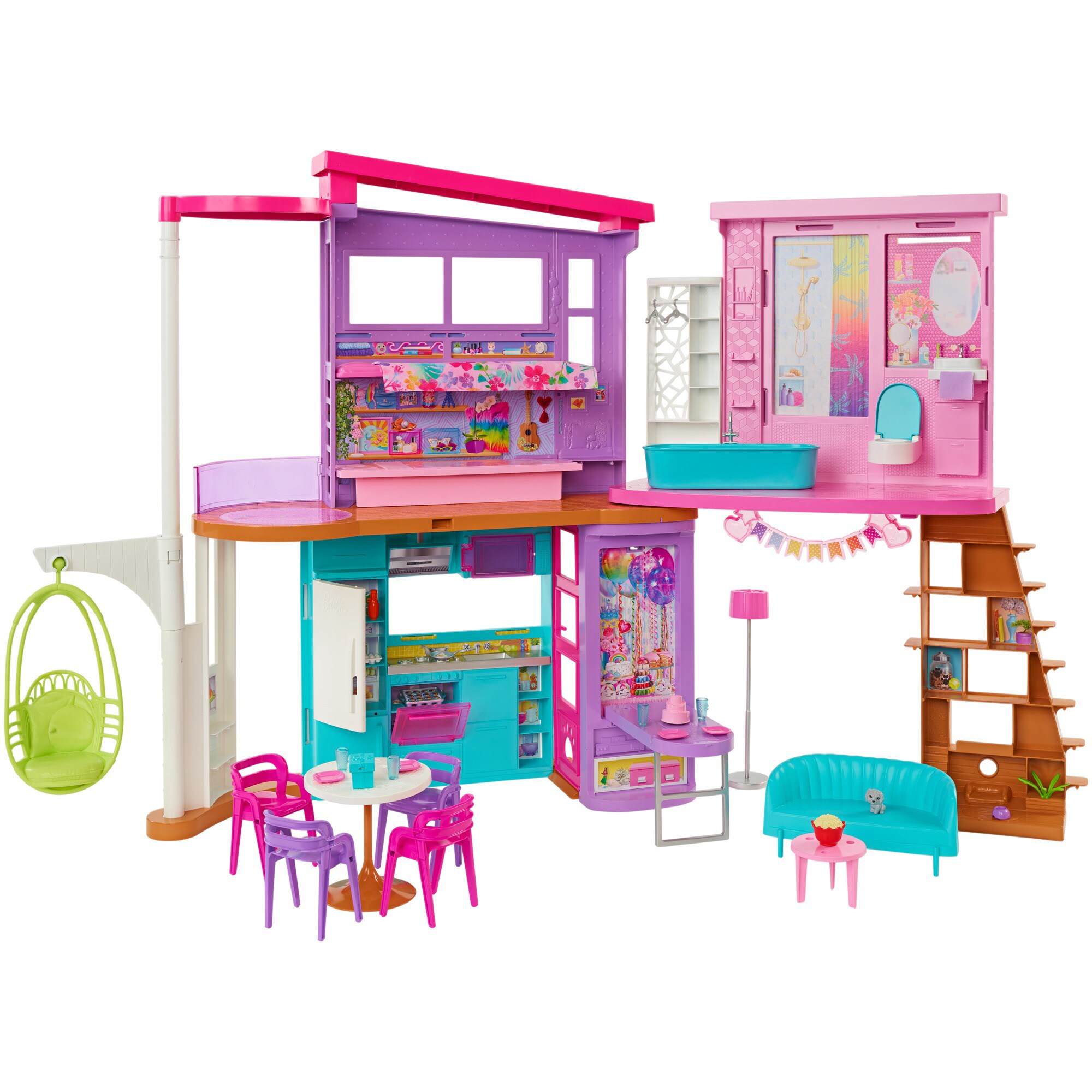 Barbie Puppenhaus Barbie Malibu Ferien-Haus mit M&ouml;beln & Zubeh&ouml;r - Bild 1