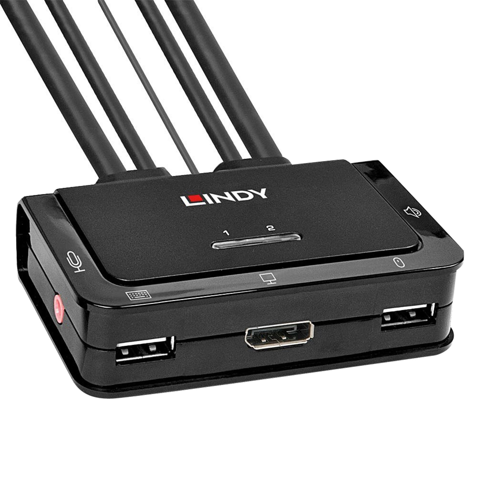 Lindy KVM-Switch 2 Port DisplayPort 1.2, USB 2.0 & Audio Cable KVM Switch | 04002888423441