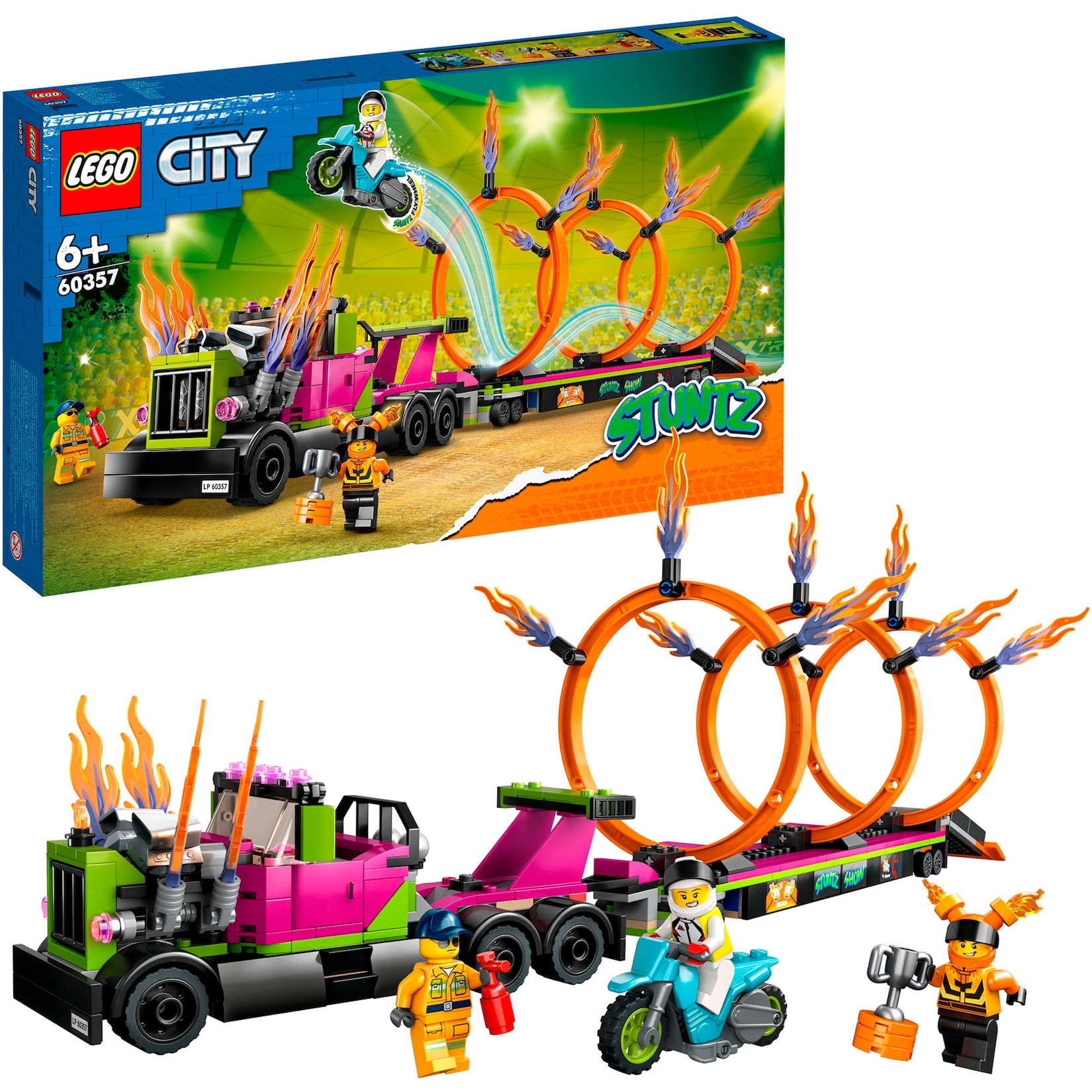 LEGO Konstruktionsspielzeug City Stunttruck mit Feuerreifen-Challenge