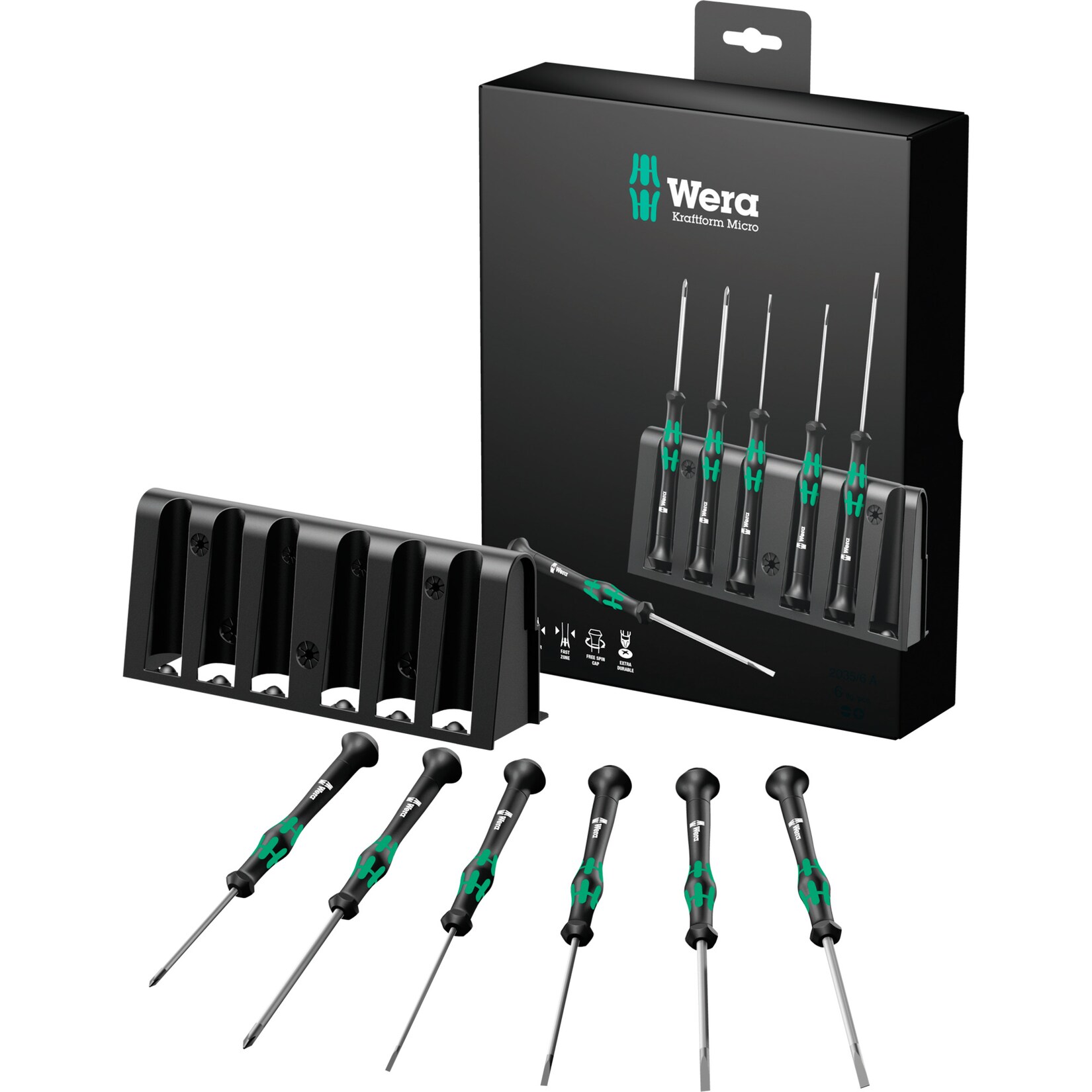 Wera Schraubendreher 2035/6 B Elektronik-Schraubendrehersatz + Rack | 04013288031952