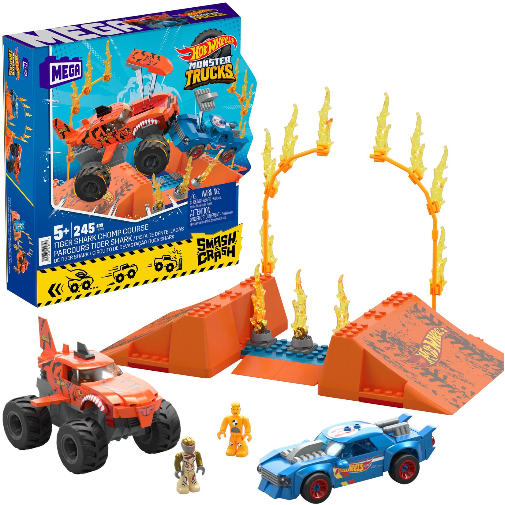Hot Wheels Spielfahrzeug Hot Wheels Monster Trucks Tiger Shark Crash Wettkampf | 00194735102747